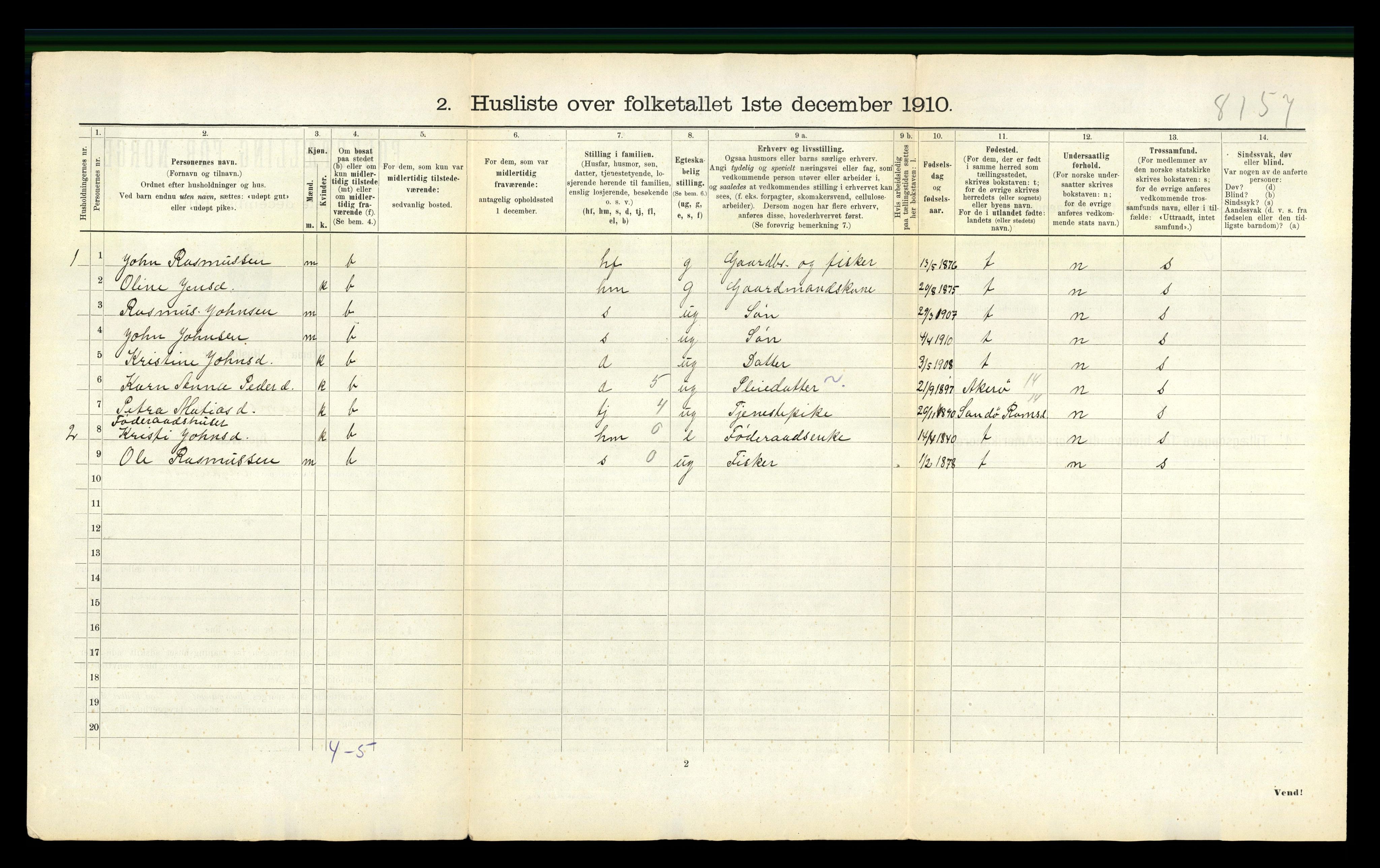 RA, 1910 census for Haram, 1910, p. 40