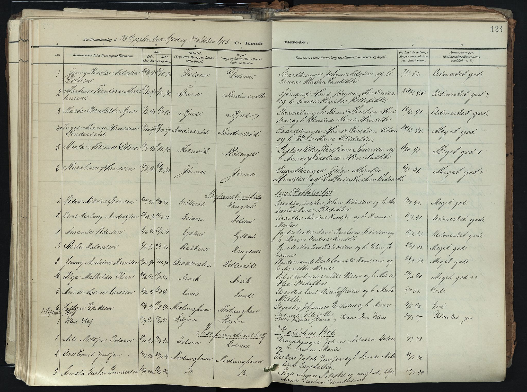 Brunlanes kirkebøker, SAKO/A-342/F/Fb/L0003: Parish register (official) no. II 3, 1900-1922, p. 124