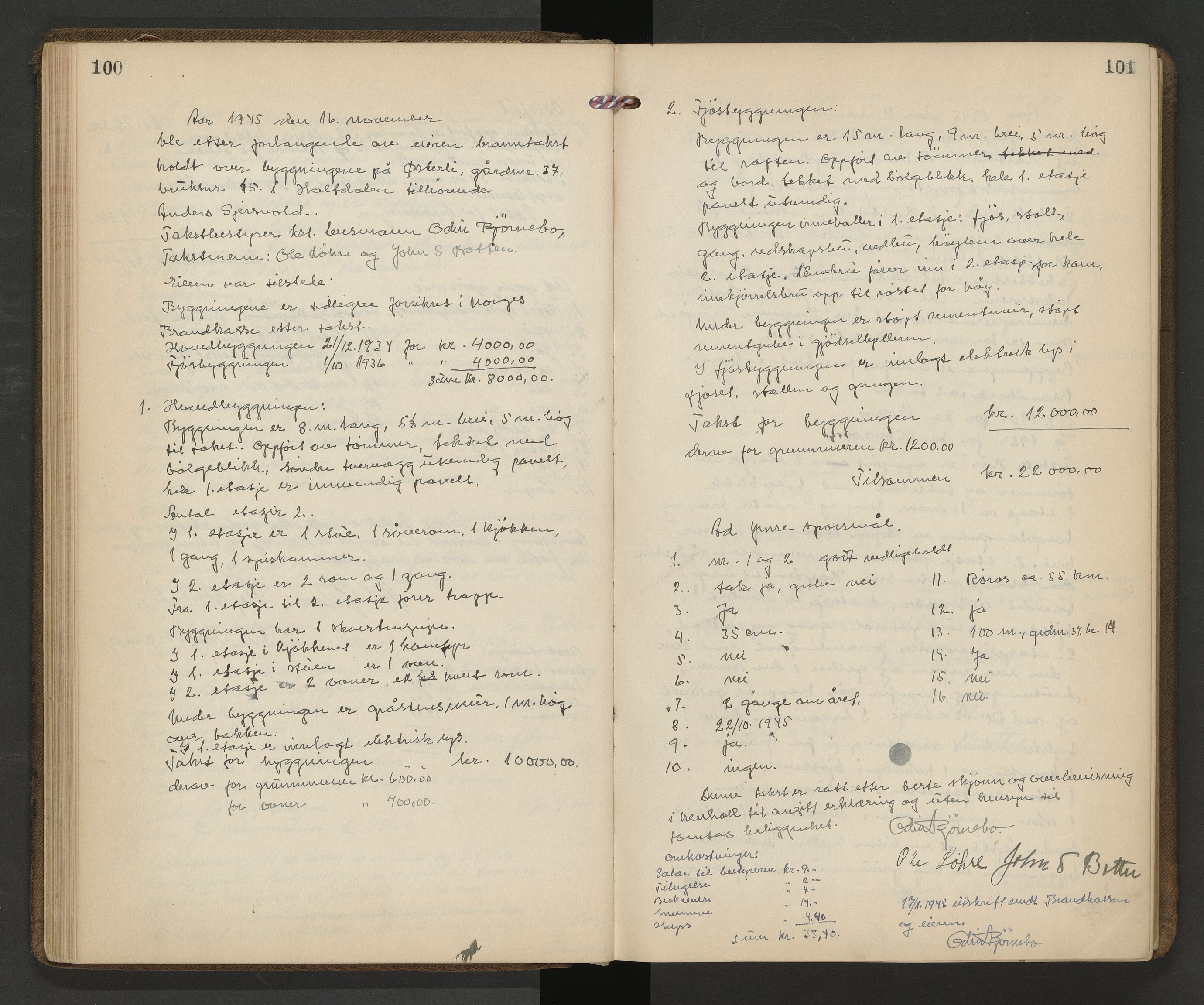 Norges Brannkasse Holtålen og Ålen, AV/SAT-A-1280/Fa/L0001: Branntakstprotokoll, 1919-1955, p. 100-101