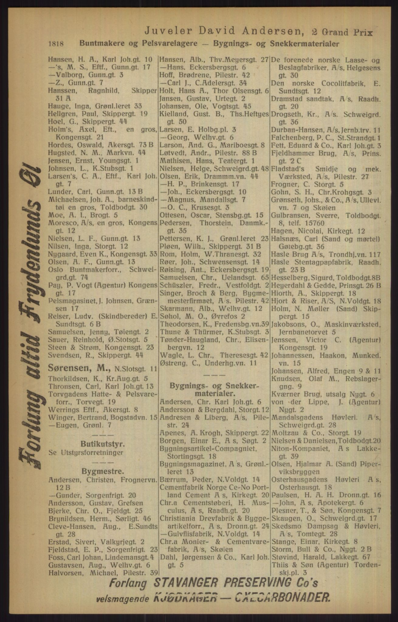 Kristiania/Oslo adressebok, PUBL/-, 1915, p. 1818