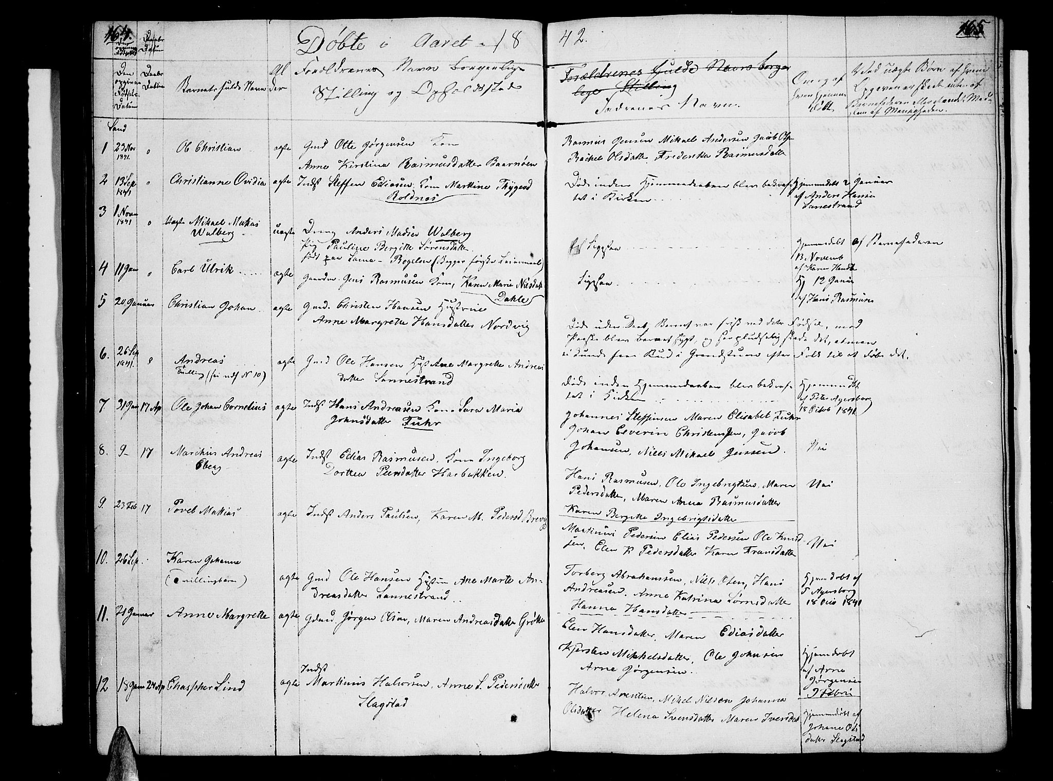 Trondenes sokneprestkontor, SATØ/S-1319/H/Hb/L0005klokker: Parish register (copy) no. 5, 1834-1845, p. 164-165