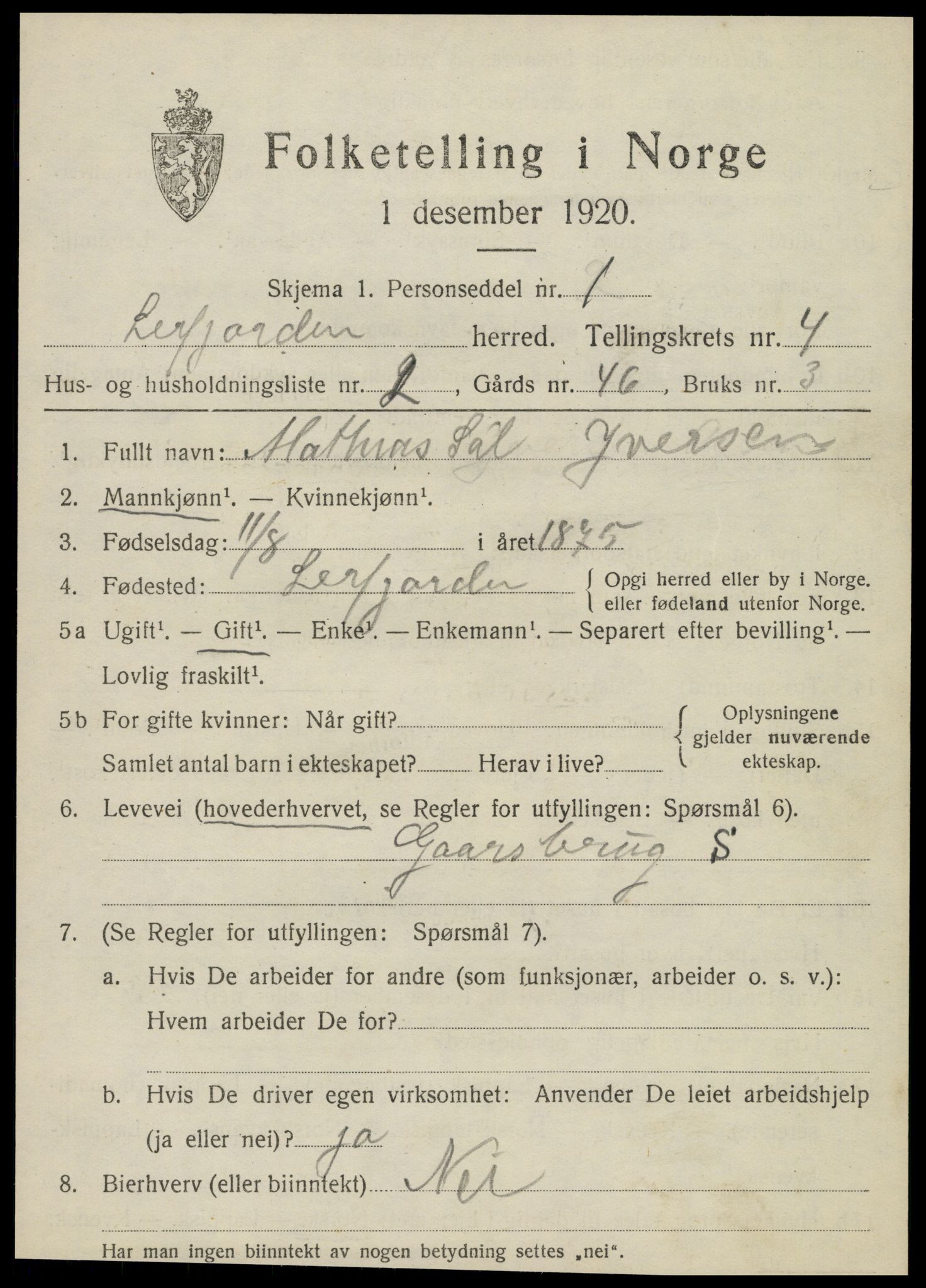 SAT, 1920 census for Leirfjord, 1920, p. 2513