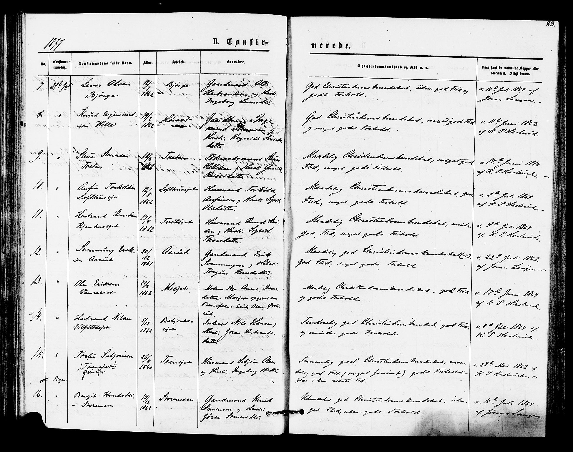 Rollag kirkebøker, AV/SAKO-A-240/F/Fa/L0010: Parish register (official) no. I 10, 1874-1877, p. 83