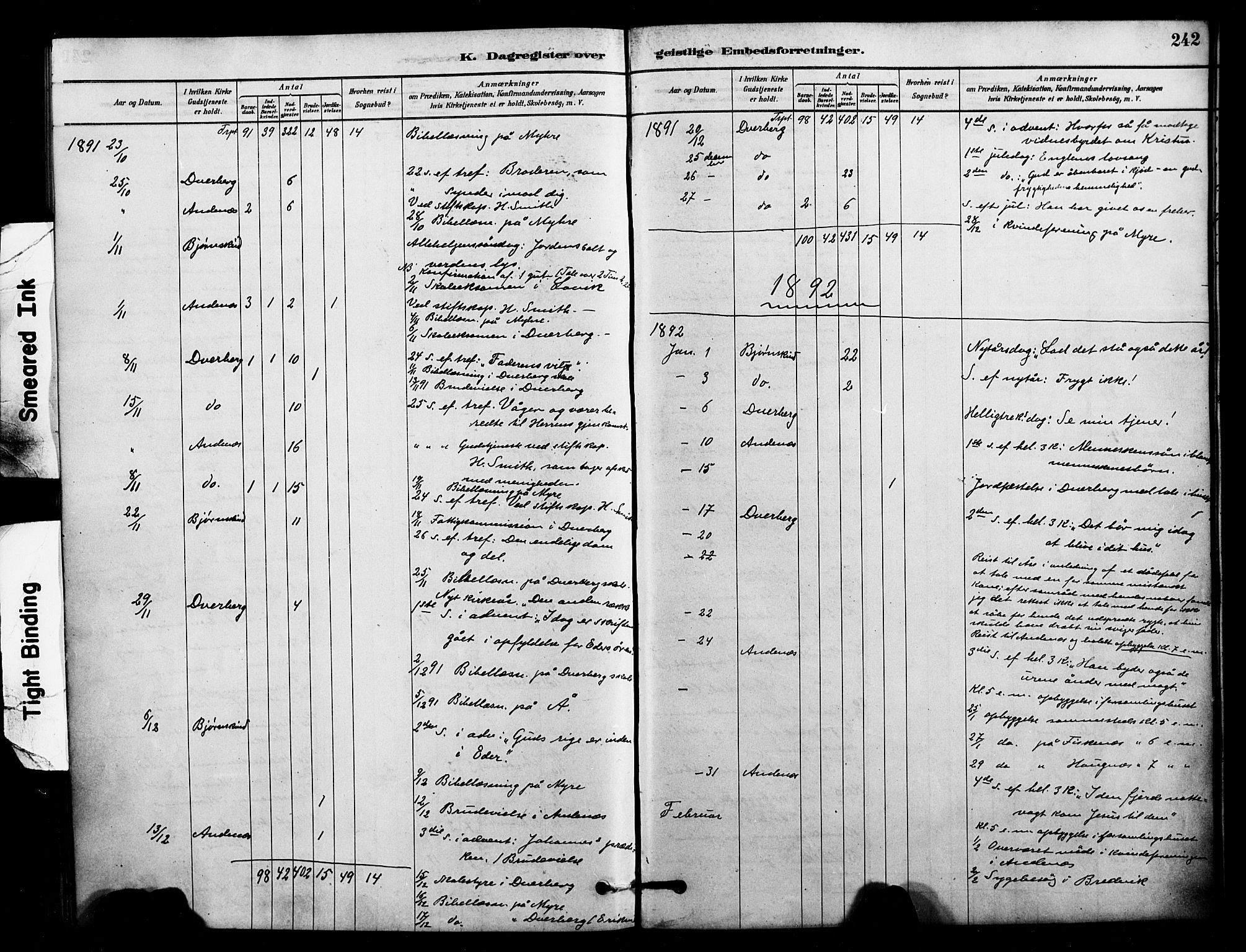 Ministerialprotokoller, klokkerbøker og fødselsregistre - Nordland, AV/SAT-A-1459/897/L1399: Parish register (official) no. 897C06, 1881-1896, p. 242