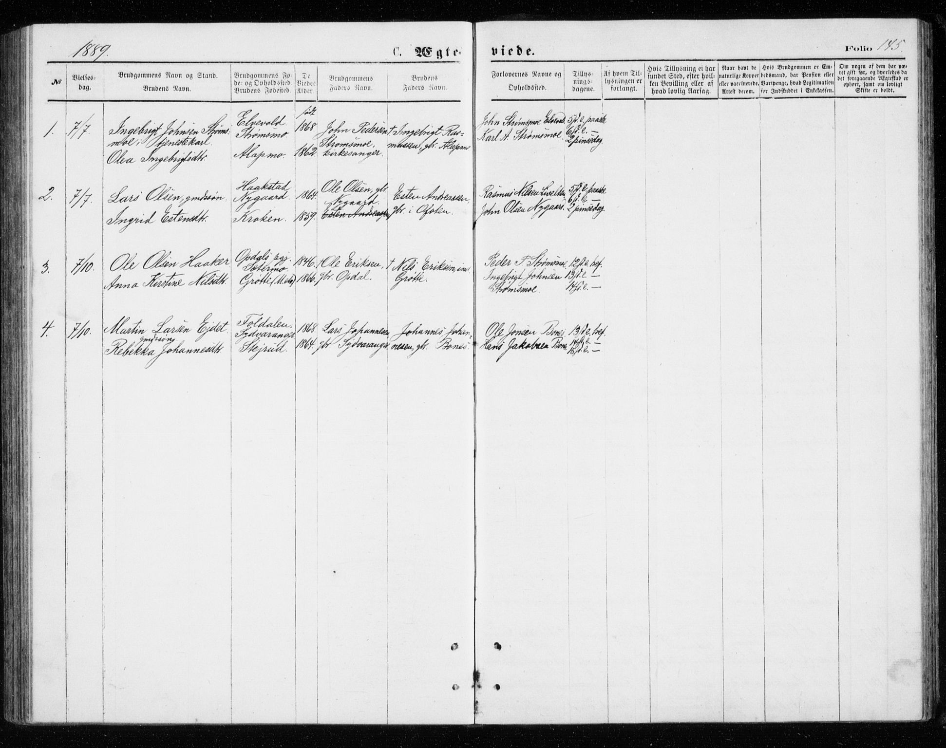 Målselv sokneprestembete, AV/SATØ-S-1311/G/Ga/Gab/L0007klokker: Parish register (copy) no. 7, 1876-1895, p. 145