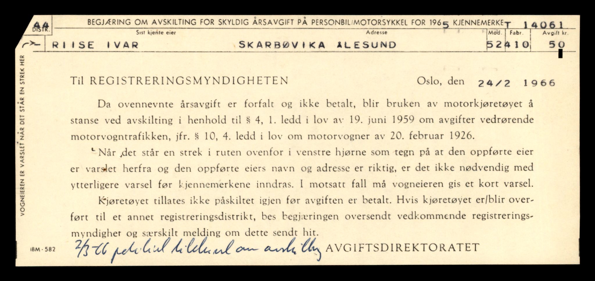 Møre og Romsdal vegkontor - Ålesund trafikkstasjon, AV/SAT-A-4099/F/Fe/L0042: Registreringskort for kjøretøy T 13906 - T 14079, 1927-1998, p. 2717