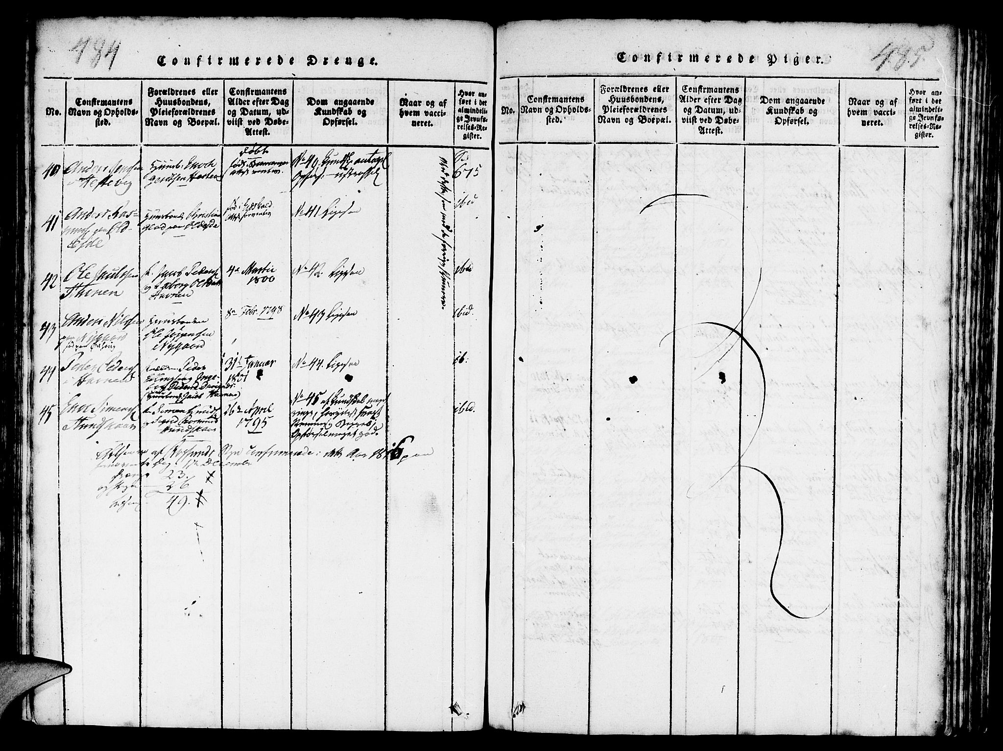 Davik sokneprestembete, AV/SAB-A-79701/H/Haa/Haaa/L0003: Parish register (official) no. A 3, 1816-1830, p. 484-485