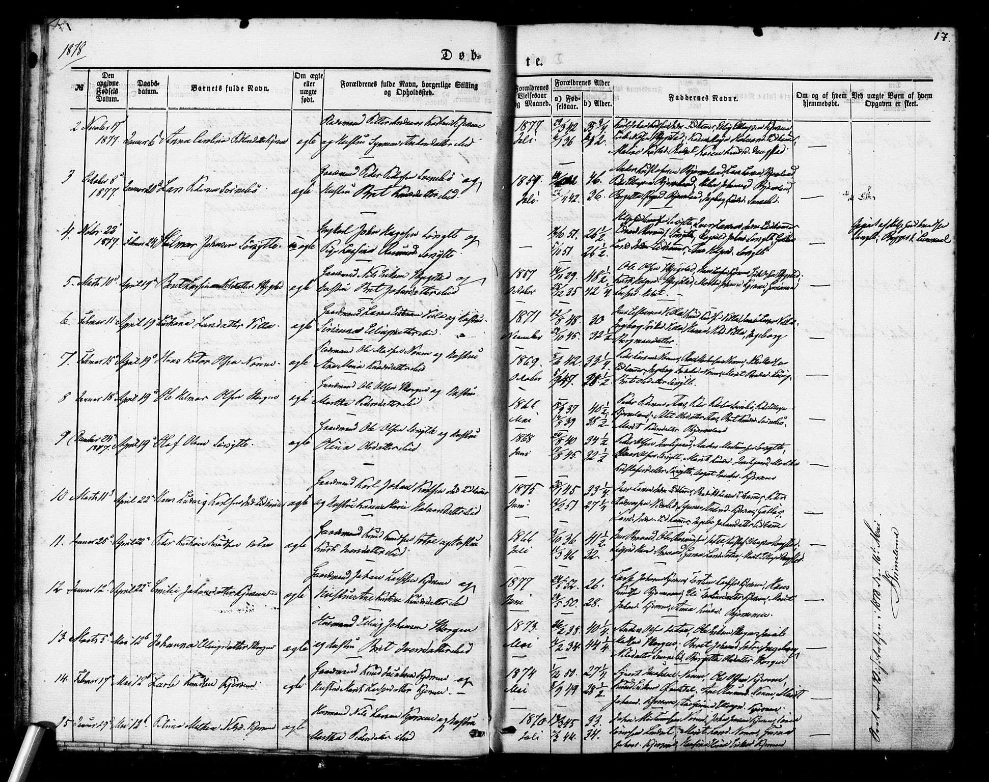 Ministerialprotokoller, klokkerbøker og fødselsregistre - Møre og Romsdal, SAT/A-1454/541/L0545: Parish register (official) no. 541A02, 1872-1886, p. 17