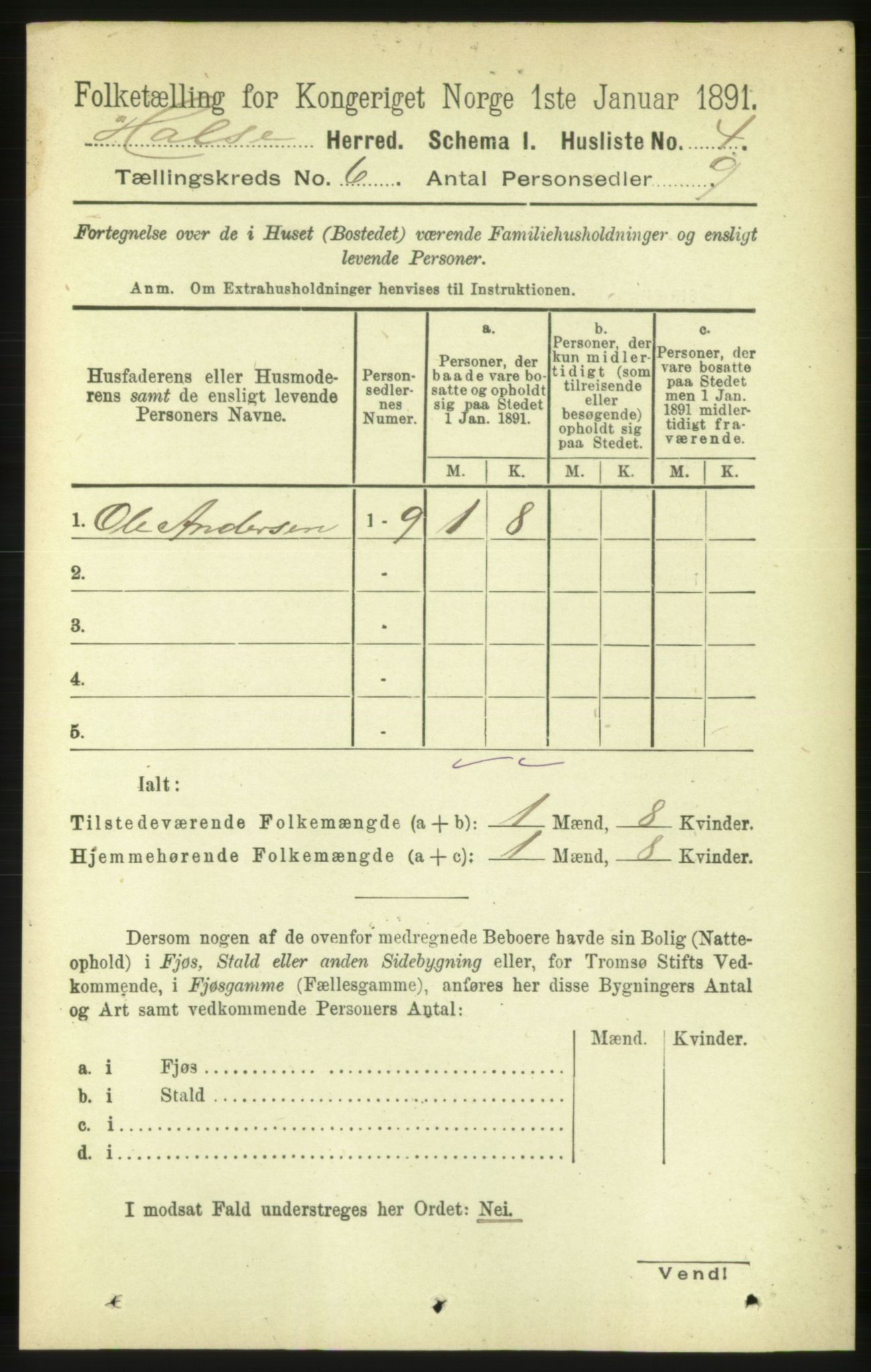 RA, 1891 census for 1571 Halsa, 1891, p. 1454