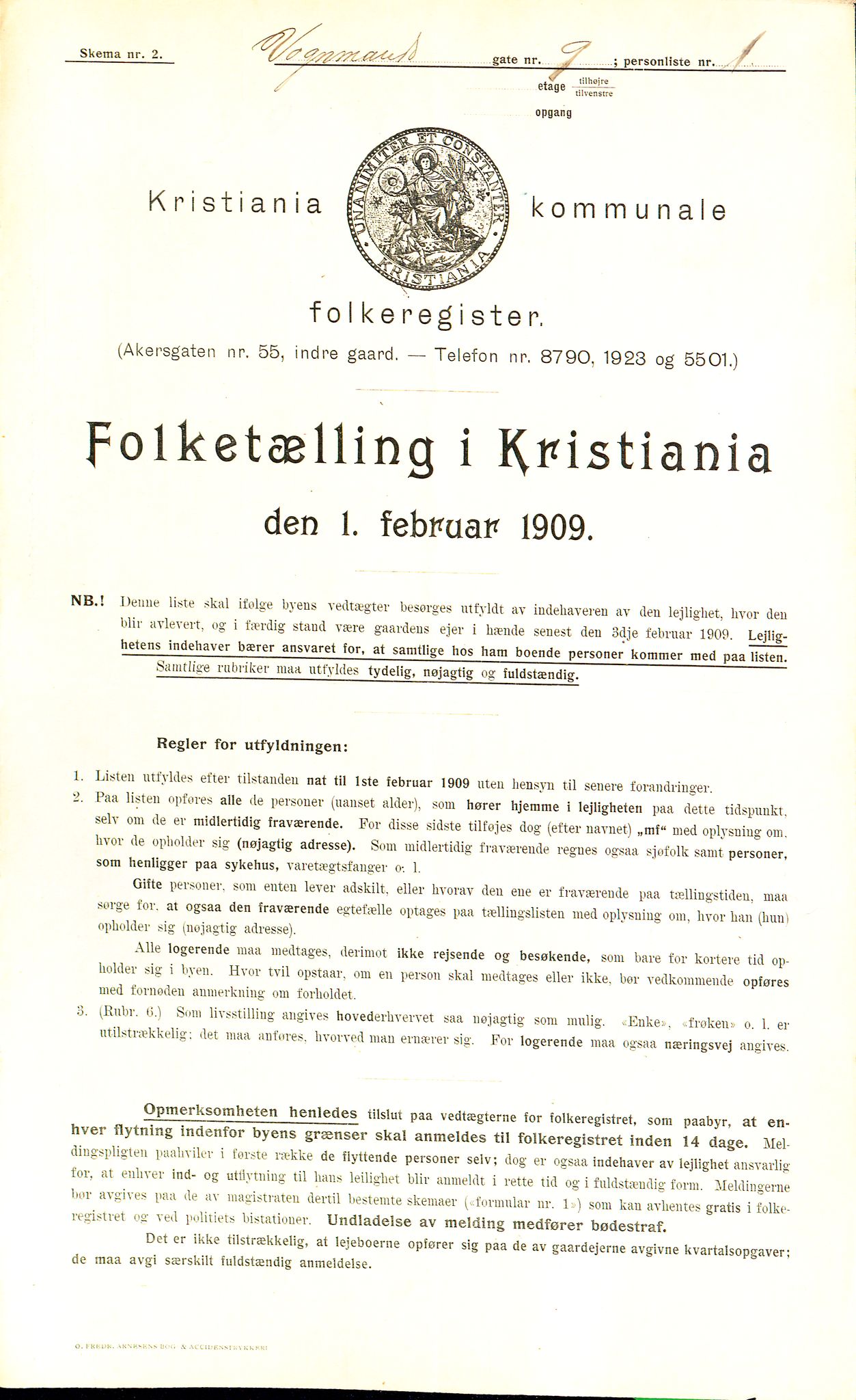 OBA, Municipal Census 1909 for Kristiania, 1909, p. 112624