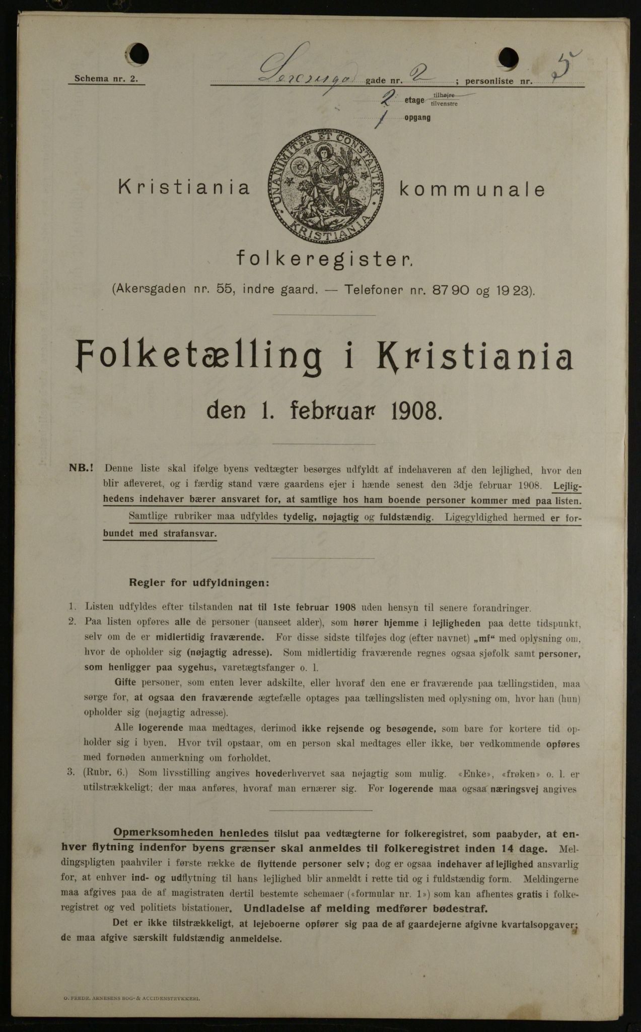 OBA, Municipal Census 1908 for Kristiania, 1908, p. 85151