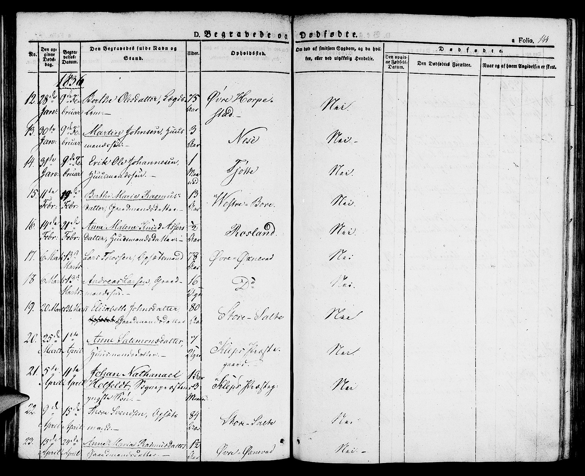 Klepp sokneprestkontor, AV/SAST-A-101803/001/3/30BA/L0003: Parish register (official) no. A 3, 1833-1842, p. 144