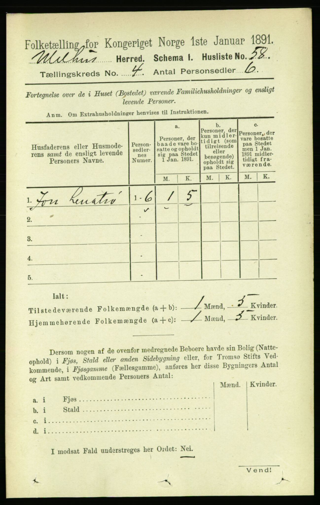 RA, 1891 census for 1653 Melhus, 1891, p. 1959