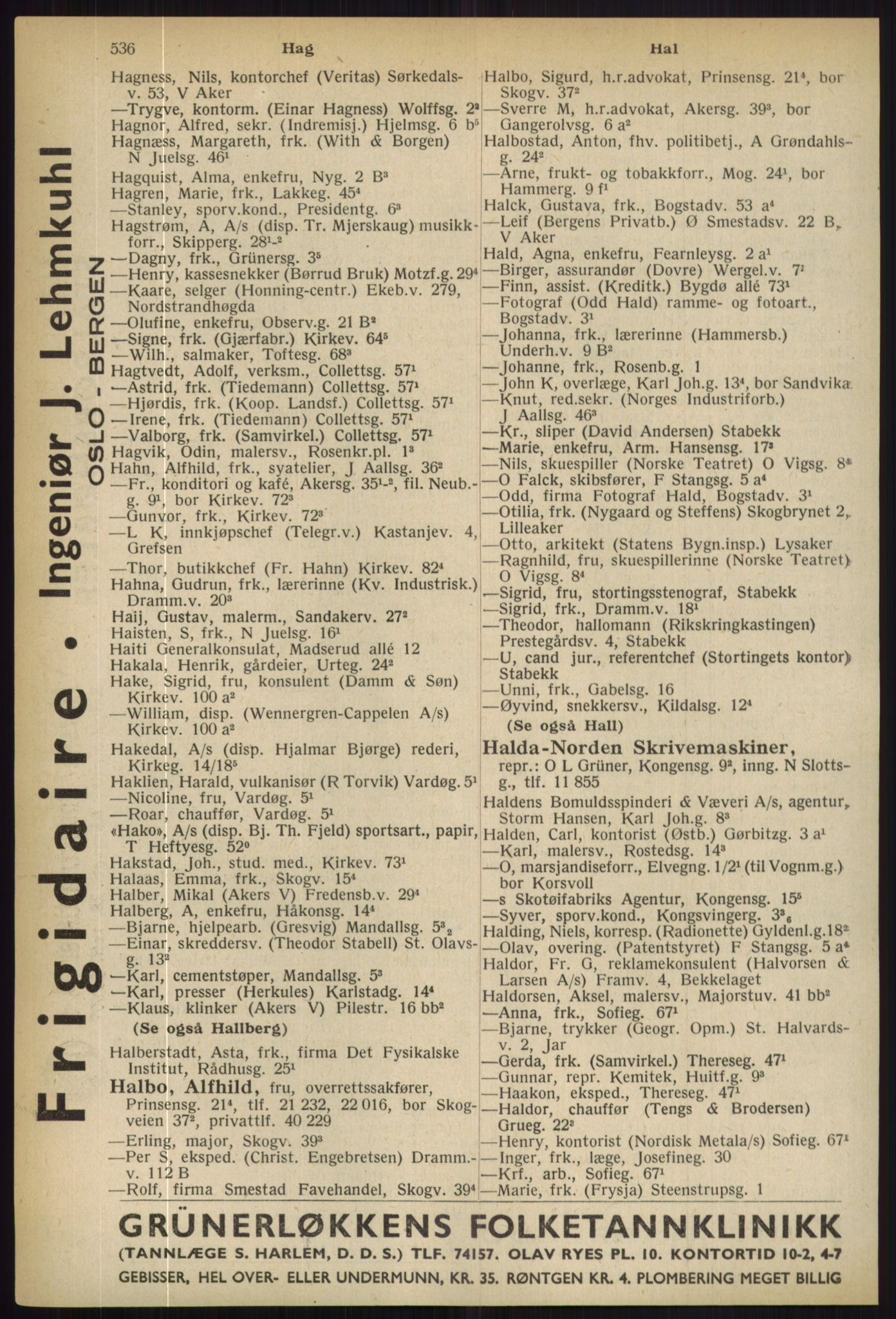 Kristiania/Oslo adressebok, PUBL/-, 1936, p. 536