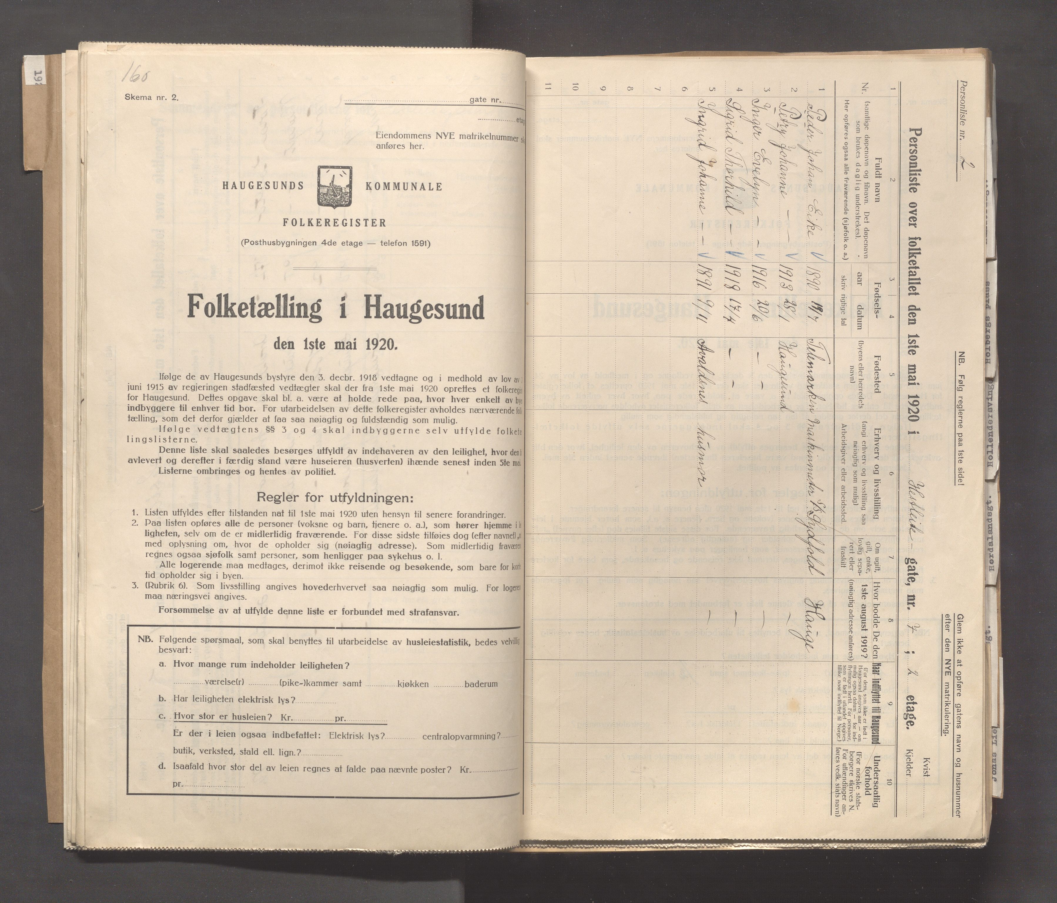 IKAR, Local census 1.5.1920 for Haugesund, 1920, p. 2117