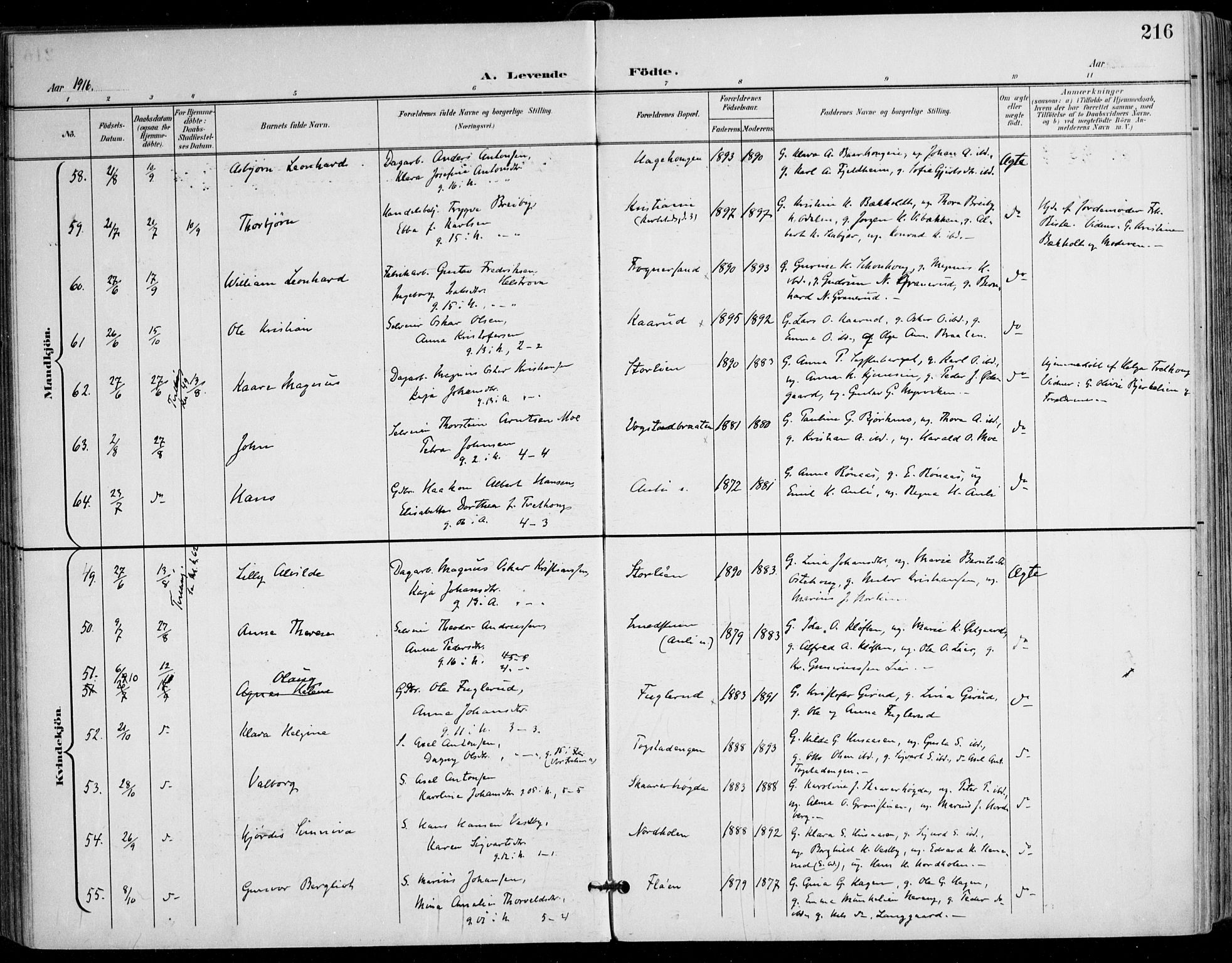 Nes prestekontor Kirkebøker, AV/SAO-A-10410/F/Fa/L0011: Parish register (official) no. I 11, 1899-1918, p. 216