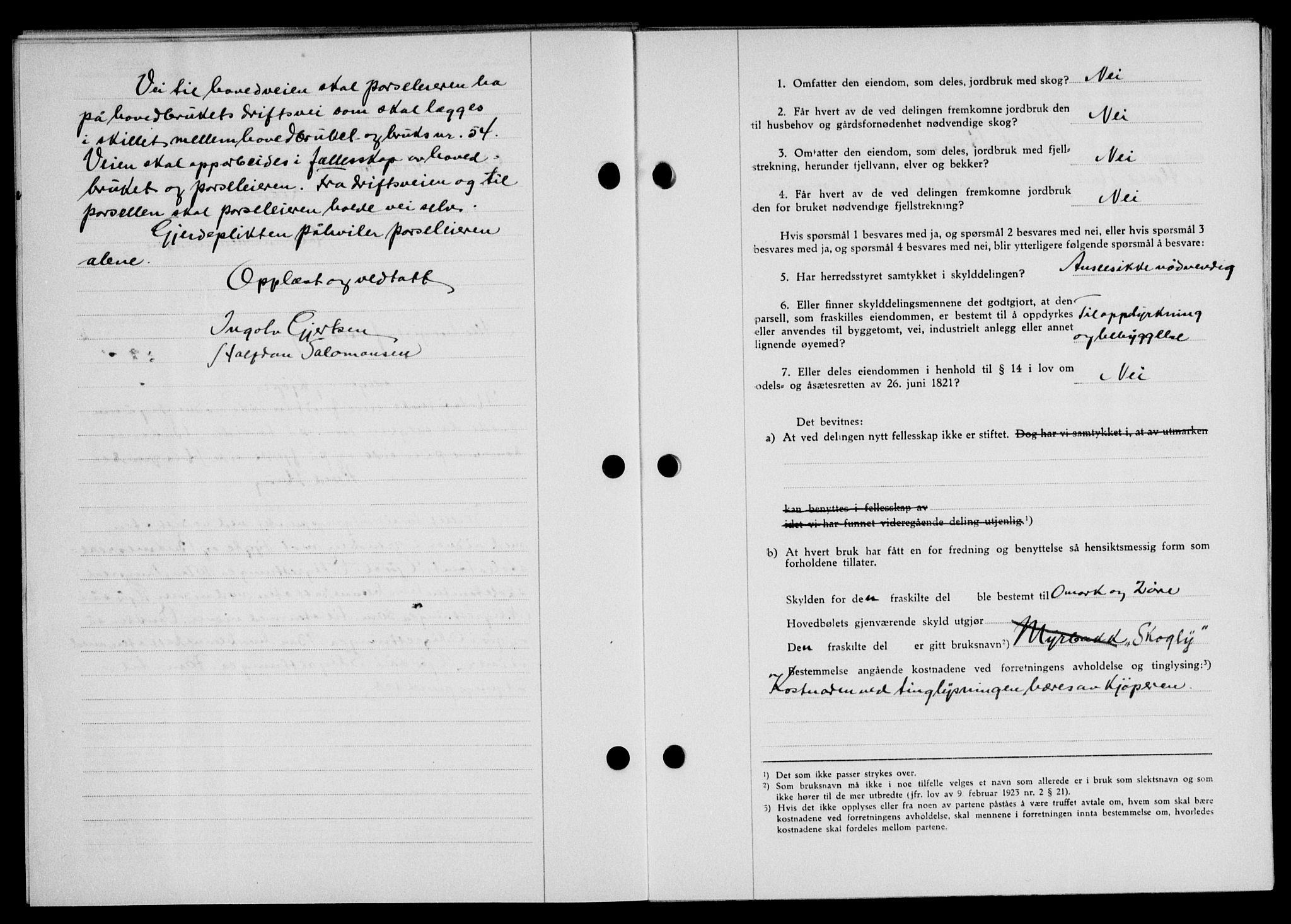 Lofoten sorenskriveri, SAT/A-0017/1/2/2C/L0013a: Mortgage book no. 13a, 1944-1946, Diary no: : 302/1945
