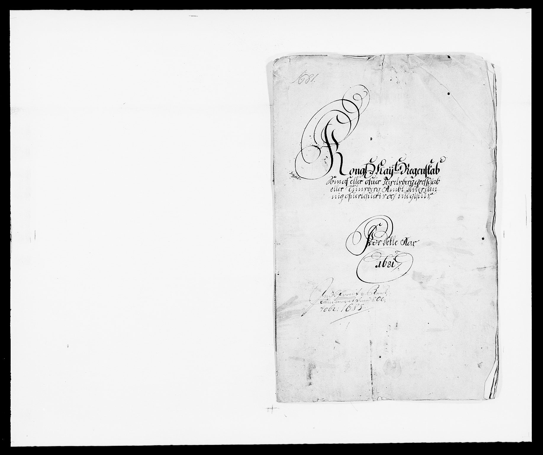 Rentekammeret inntil 1814, Reviderte regnskaper, Fogderegnskap, RA/EA-4092/R32/L1850: Fogderegnskap Jarlsberg grevskap, 1681, p. 1