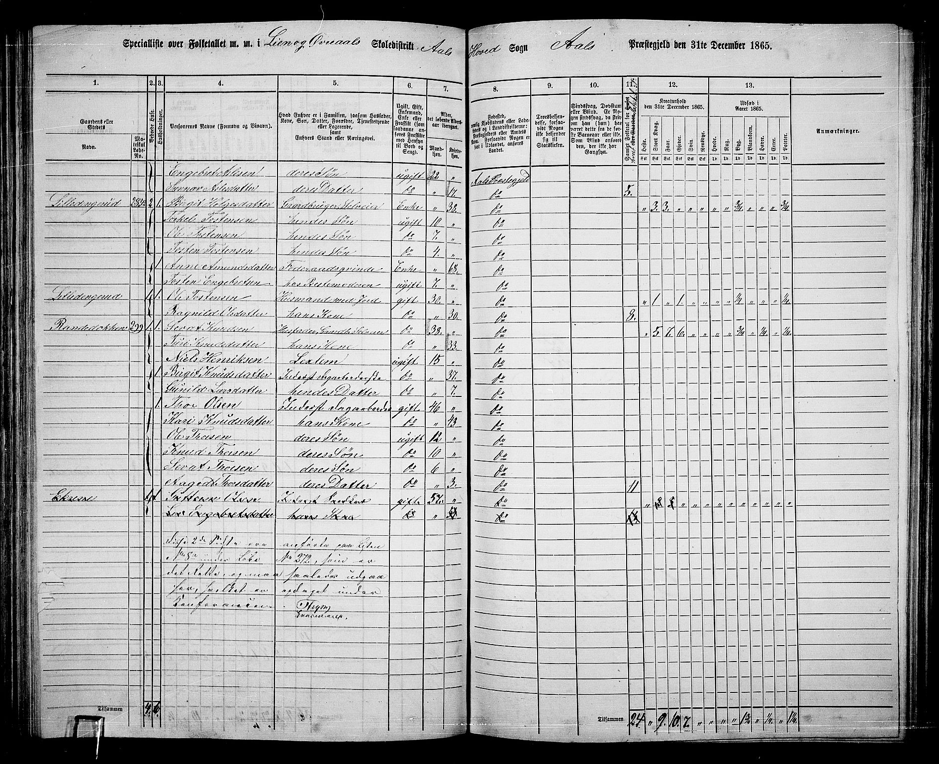 RA, 1865 census for Ål, 1865, p. 136