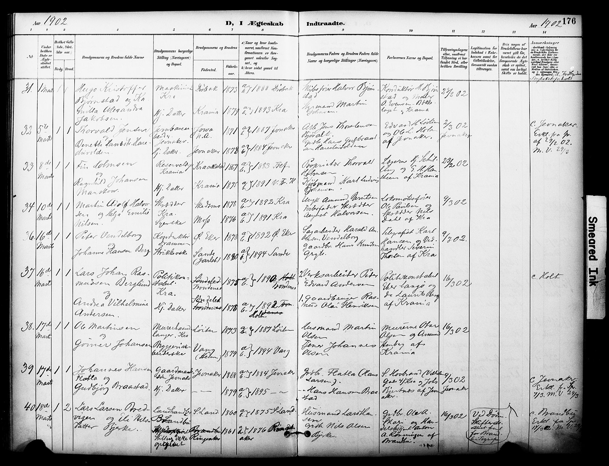 Johannes prestekontor Kirkebøker, AV/SAO-A-10852/F/Fa/L0006: Parish register (official) no. 6, 1893-1906, p. 176