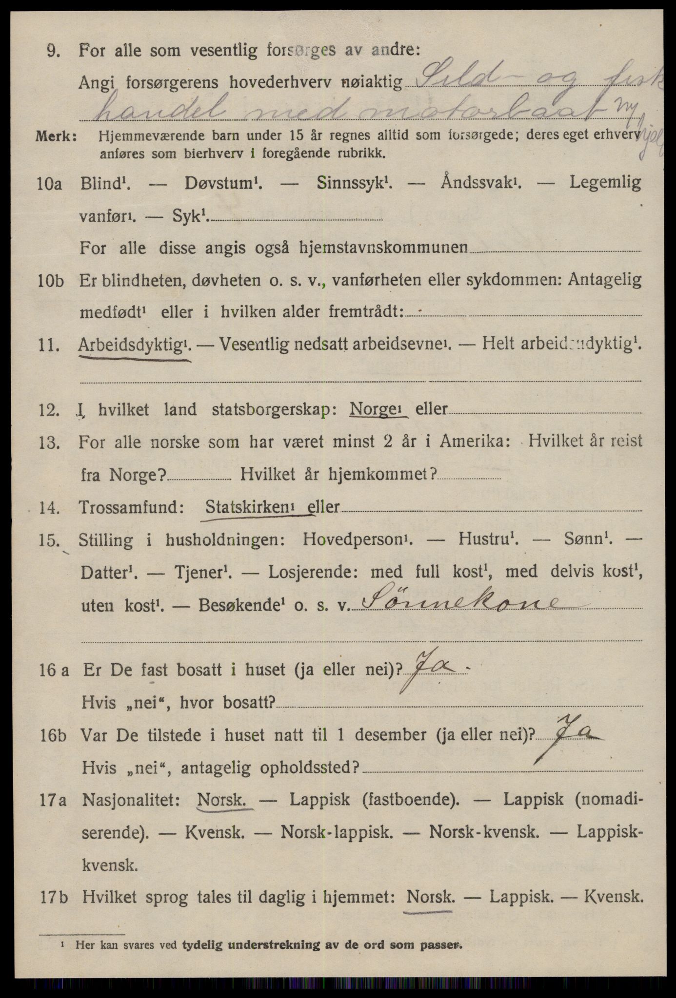 SAT, 1920 census for Ørland, 1920, p. 1350