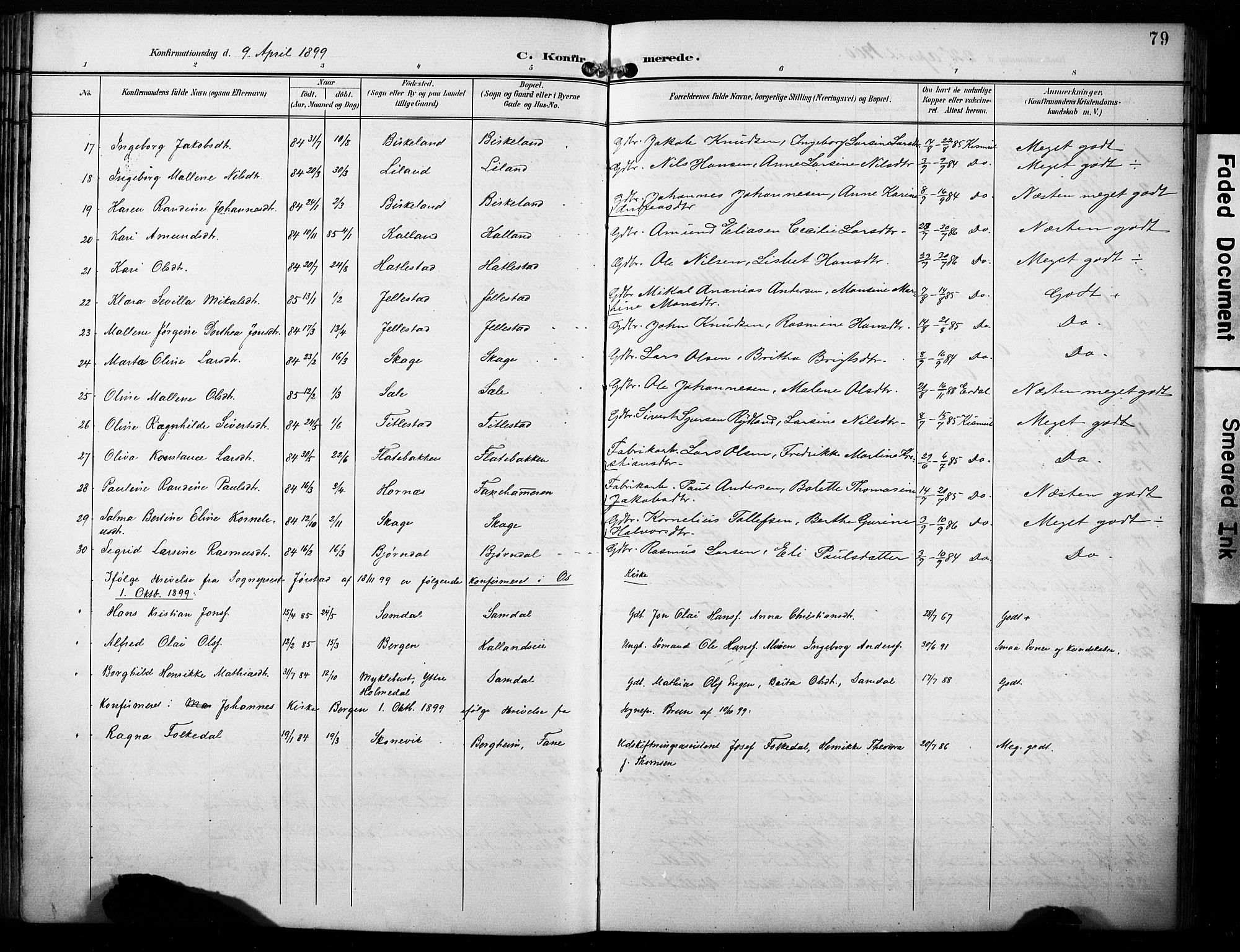 Fana Sokneprestembete, AV/SAB-A-75101/H/Haa/Haab/L0003: Parish register (official) no. B 3, 1898-1907, p. 79