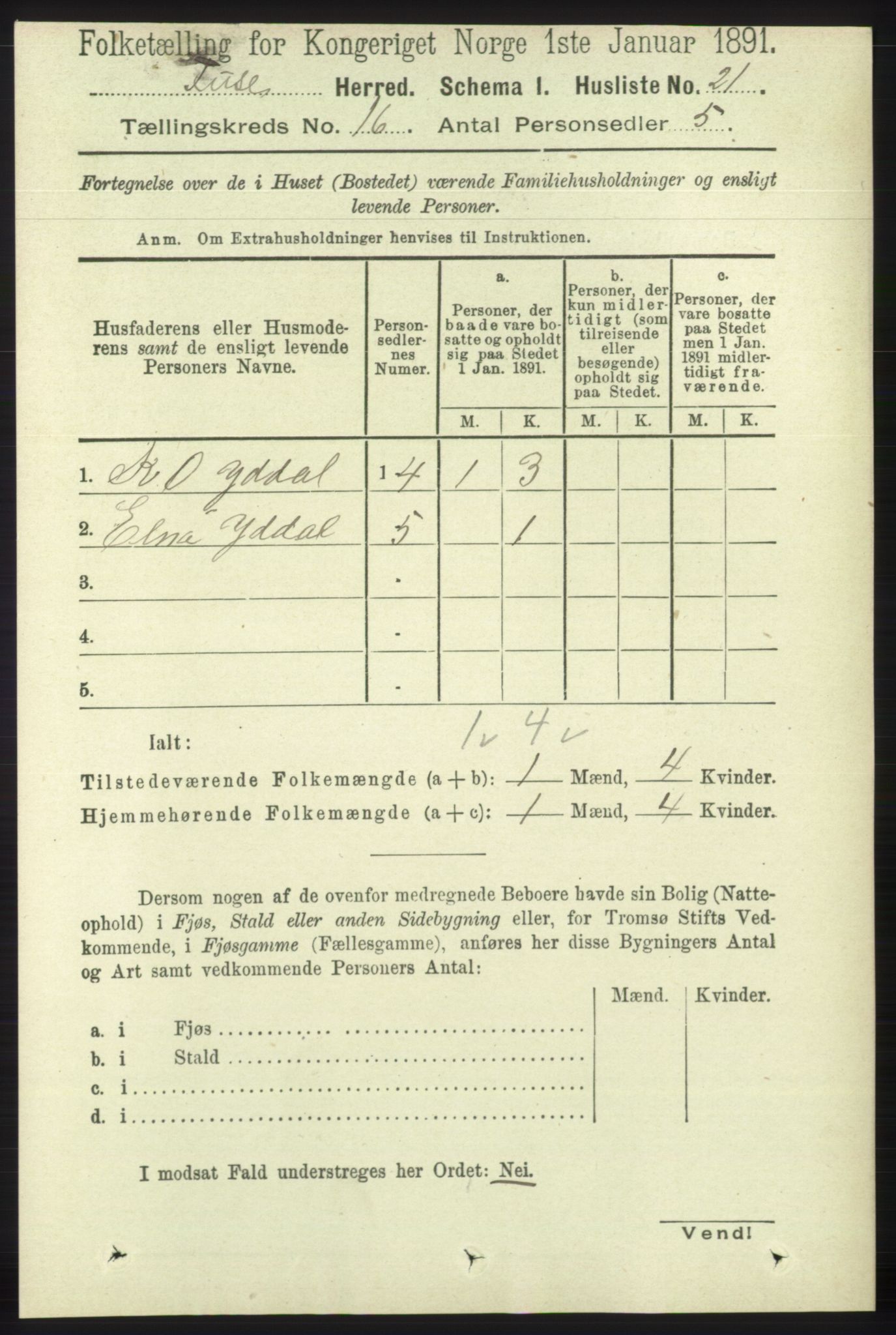 RA, 1891 census for 1241 Fusa, 1891, p. 3588