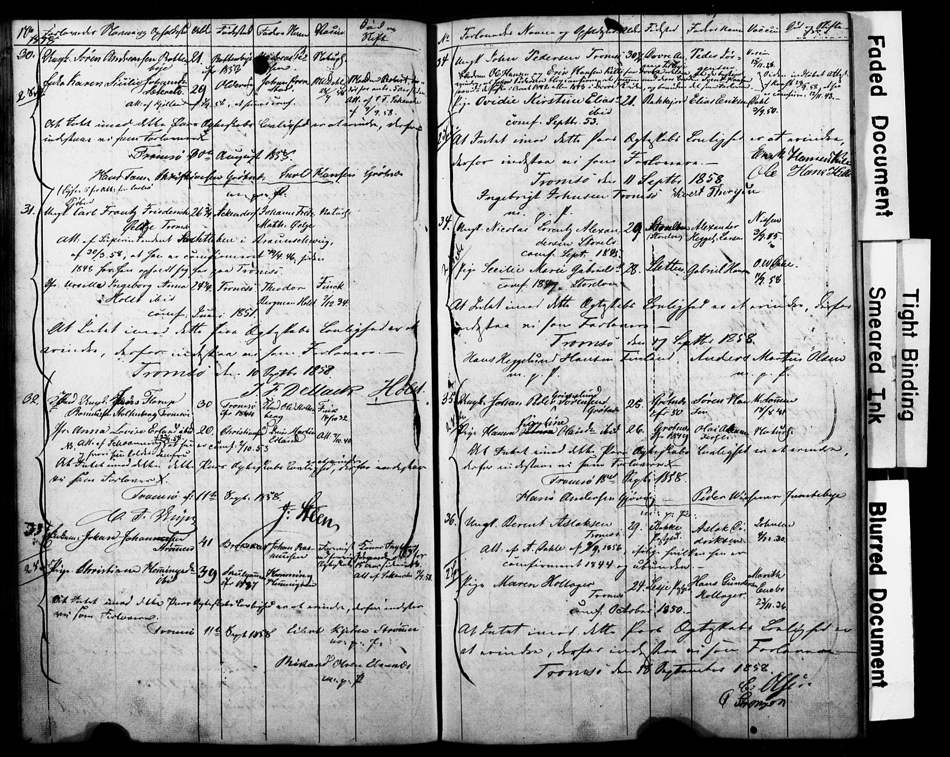 Tromsø sokneprestkontor/stiftsprosti/domprosti, AV/SATØ-S-1343/H/Hc/L0097: Banns register no. 3, 1851-1872