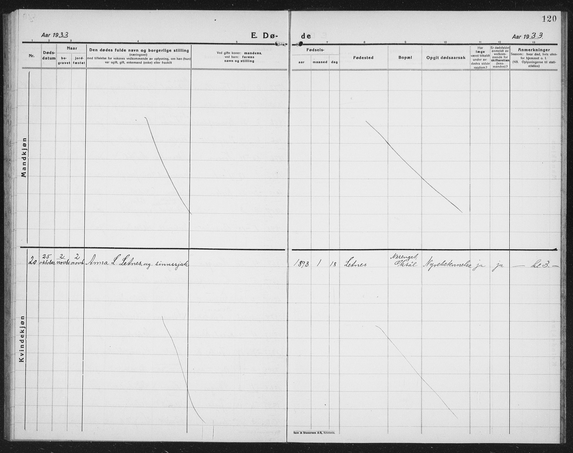 Ministerialprotokoller, klokkerbøker og fødselsregistre - Nord-Trøndelag, AV/SAT-A-1458/730/L0303: Parish register (copy) no. 730C06, 1924-1933, p. 120