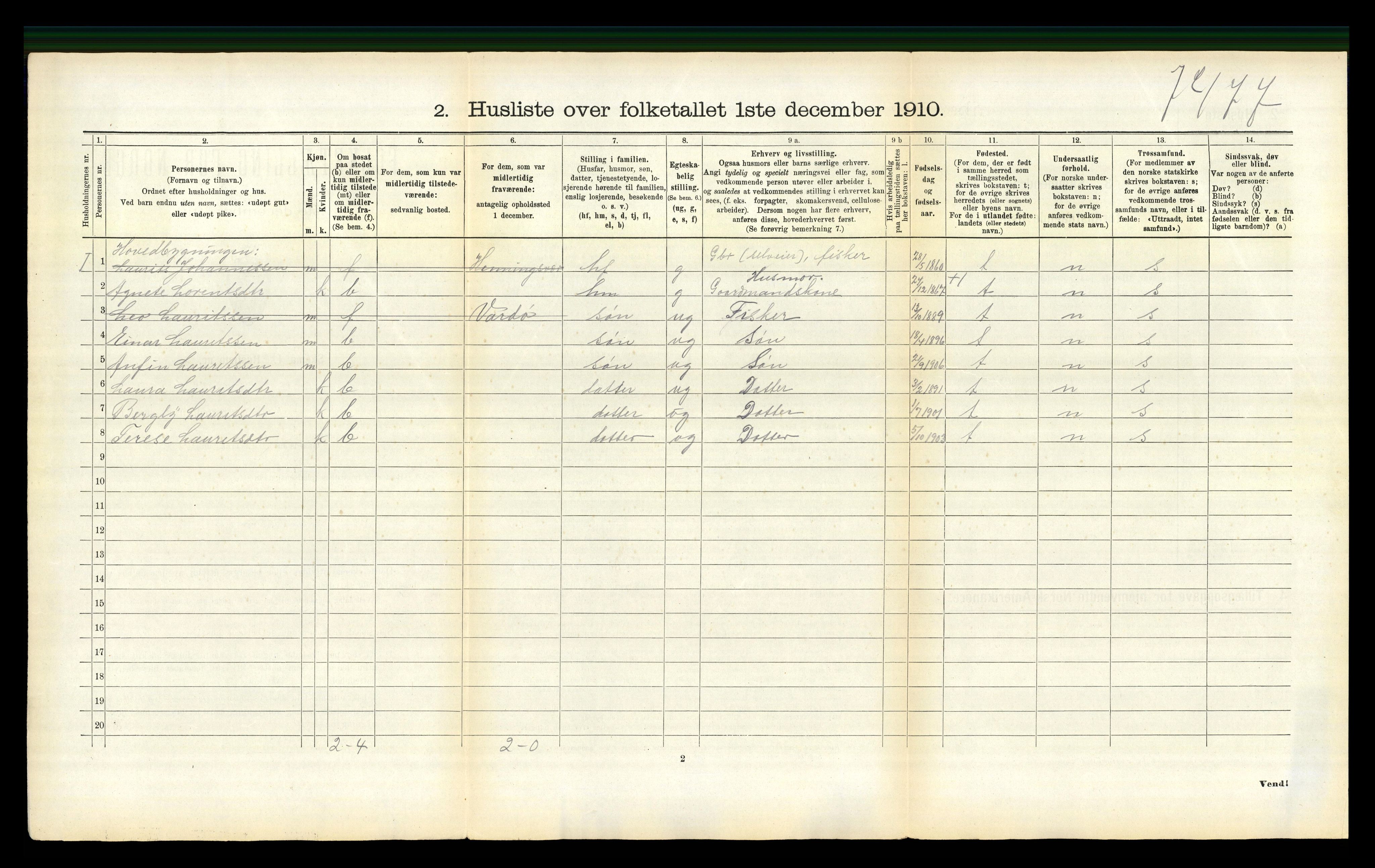 RA, 1910 census for Borge, 1910, p. 1204