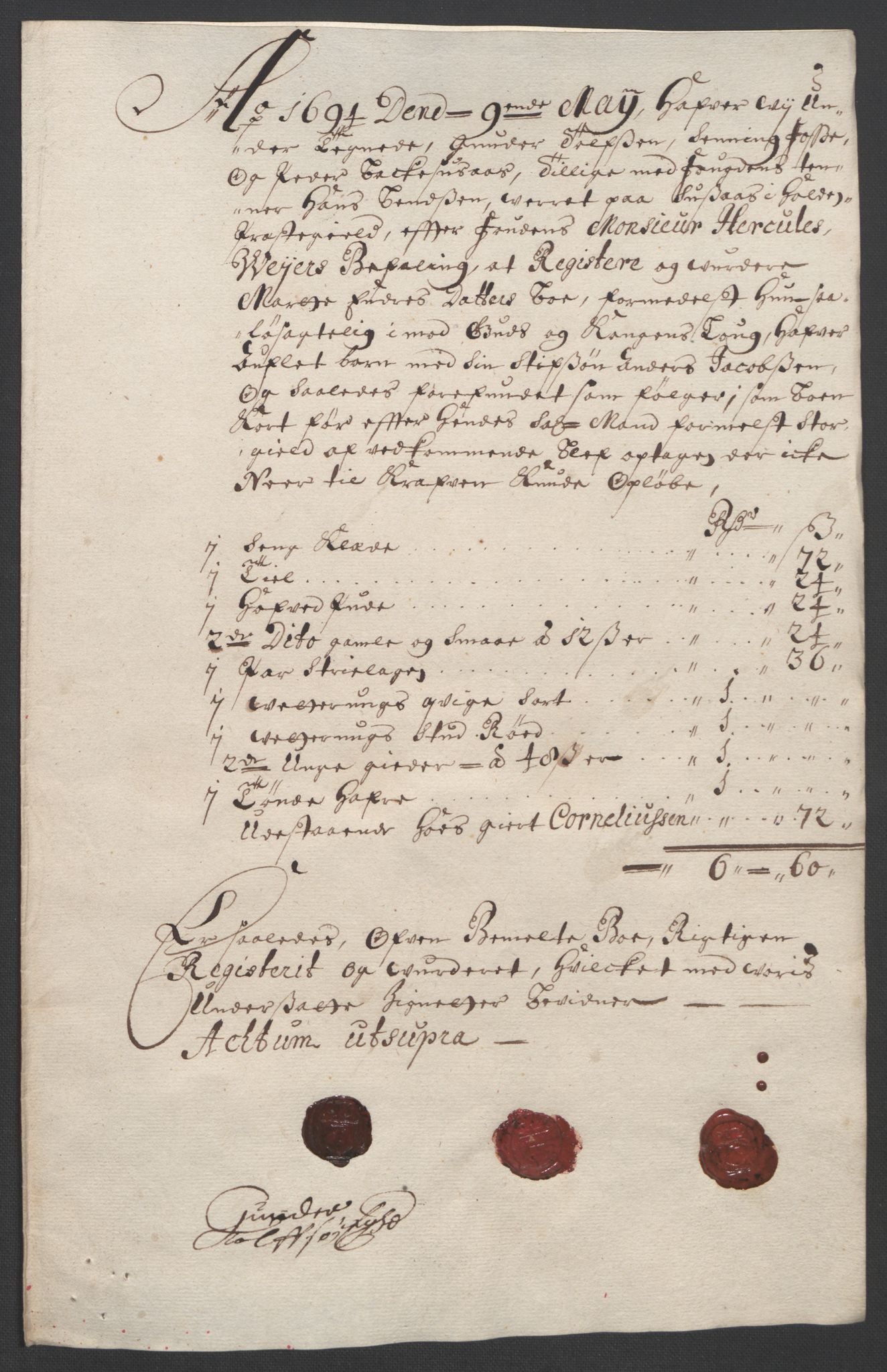 Rentekammeret inntil 1814, Reviderte regnskaper, Fogderegnskap, RA/EA-4092/R36/L2092: Fogderegnskap Øvre og Nedre Telemark og Bamble, 1694, p. 54