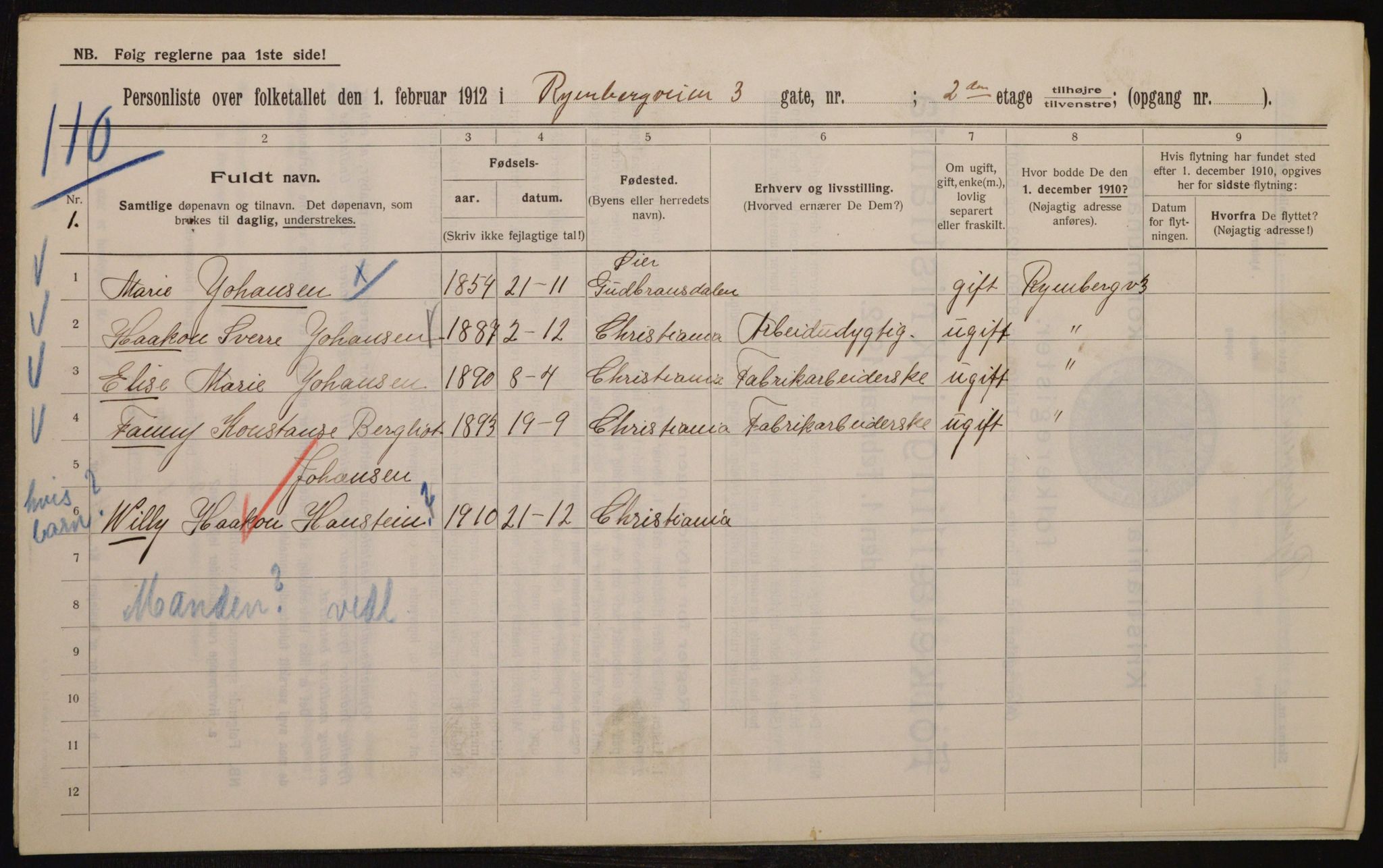 OBA, Municipal Census 1912 for Kristiania, 1912, p. 85844
