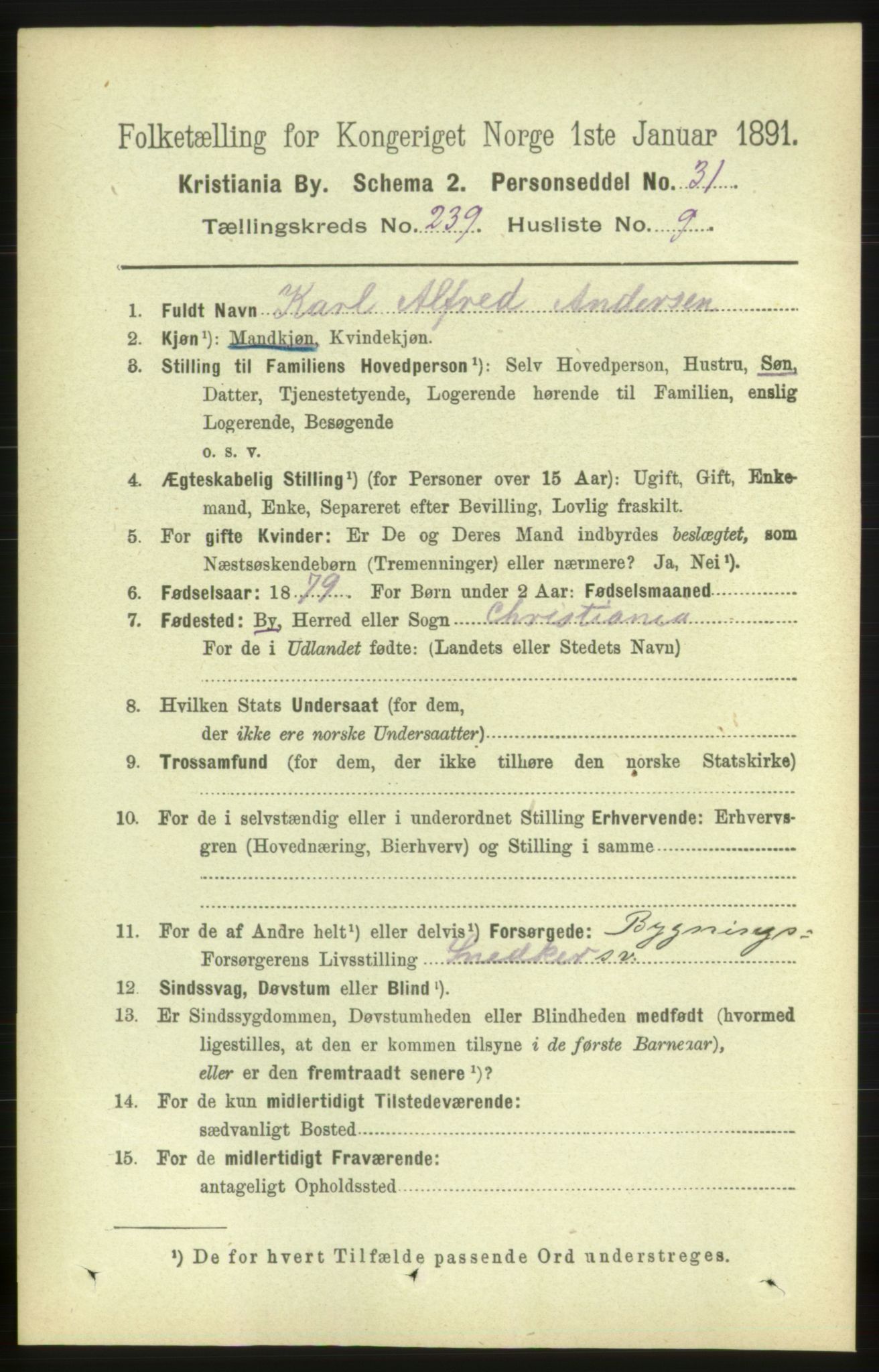 RA, 1891 census for 0301 Kristiania, 1891, p. 145478