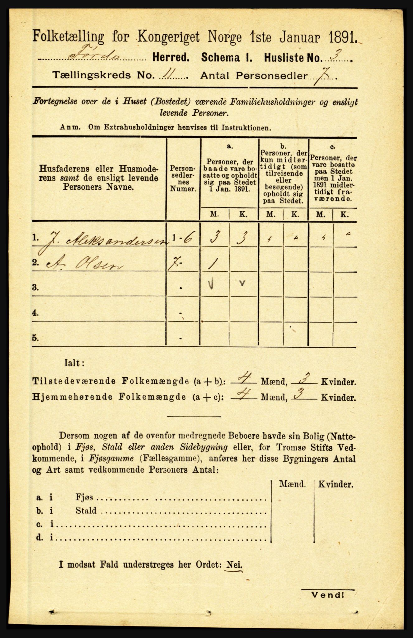 RA, 1891 census for 1432 Førde, 1891, p. 3967