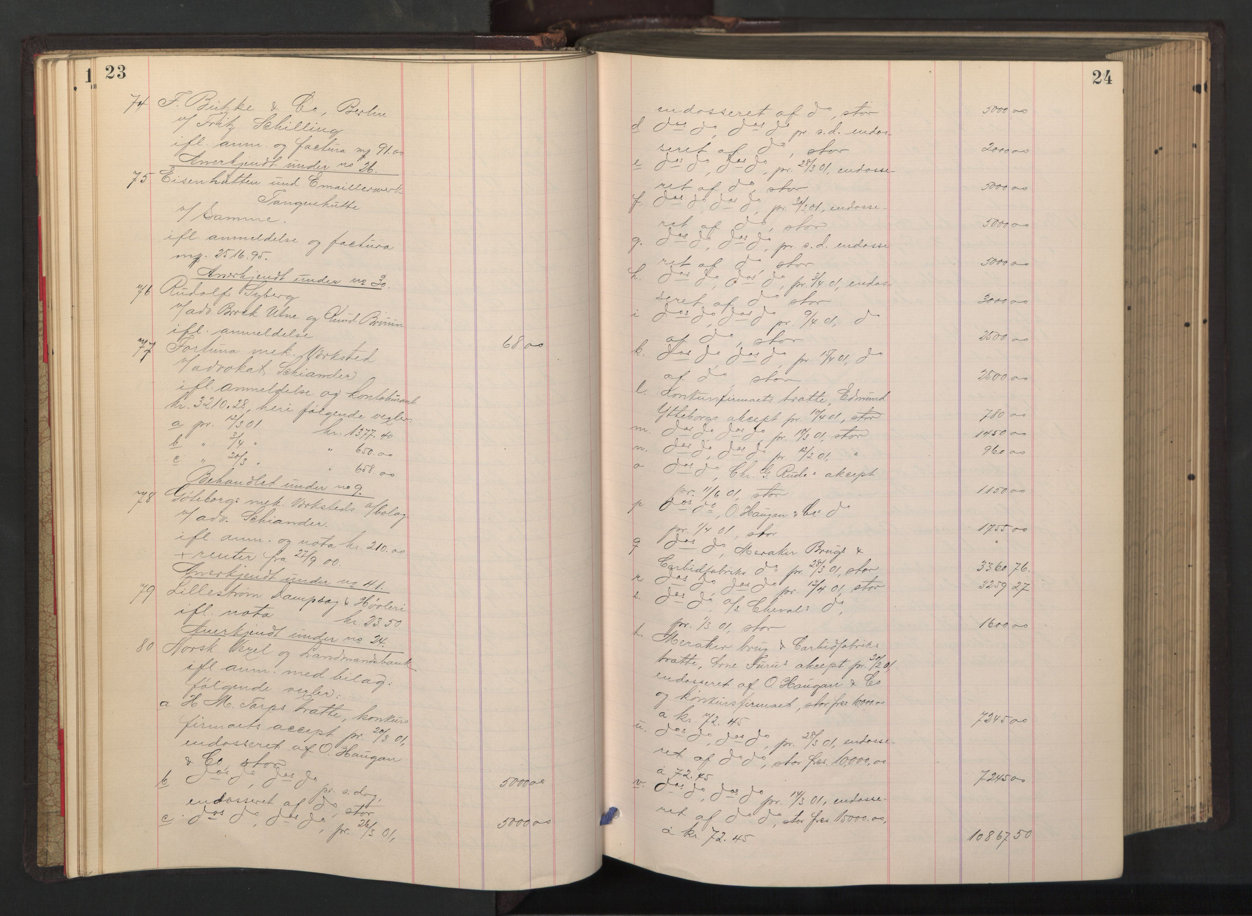 Oslo skifterett, AV/SAO-A-10383/H/Hd/Hdb/L0005: Skifteutlodningsprotokoll, 1905-1907, p. 23-24