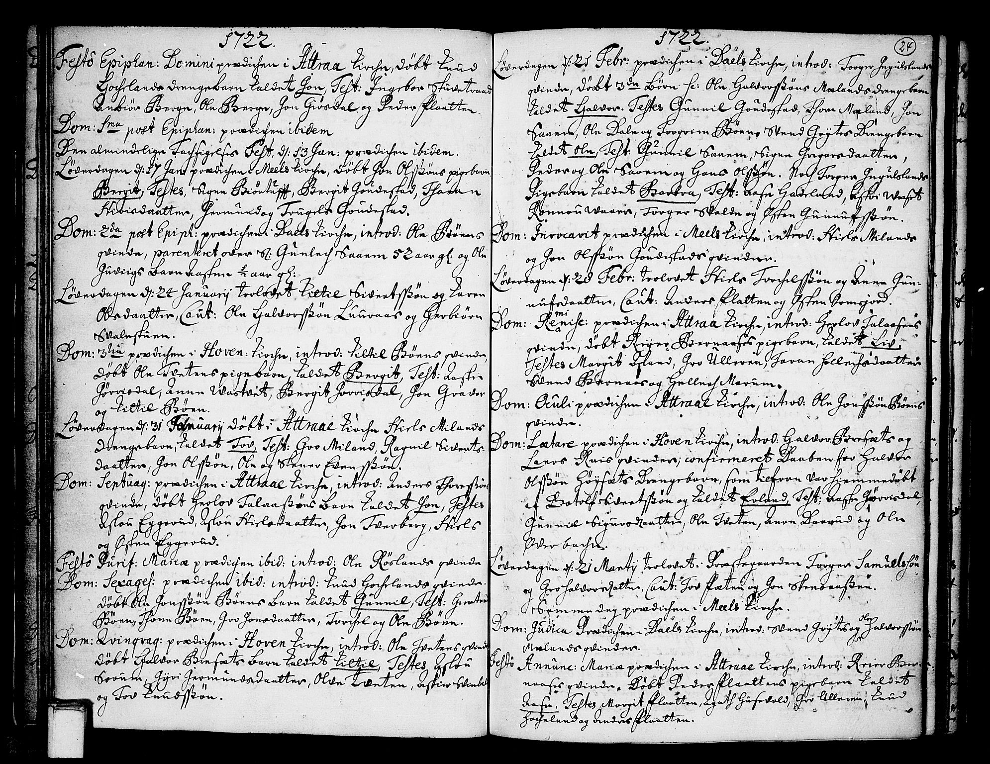 Tinn kirkebøker, AV/SAKO-A-308/F/Fa/L0001: Parish register (official) no. I 1, 1717-1734, p. 24