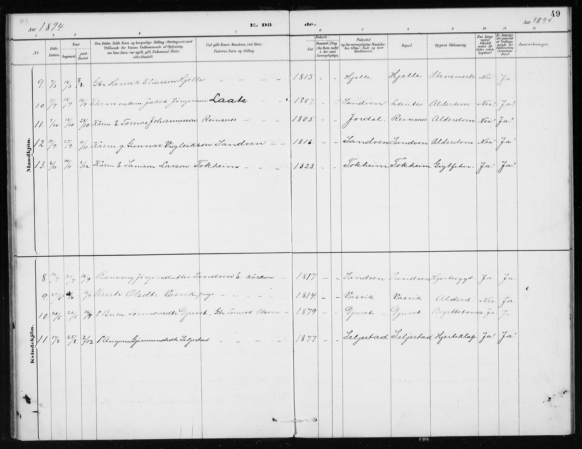 Odda Sokneprestembete, SAB/A-77201/H/Haa: Parish register (official) no. D 1, 1887-1914, p. 49