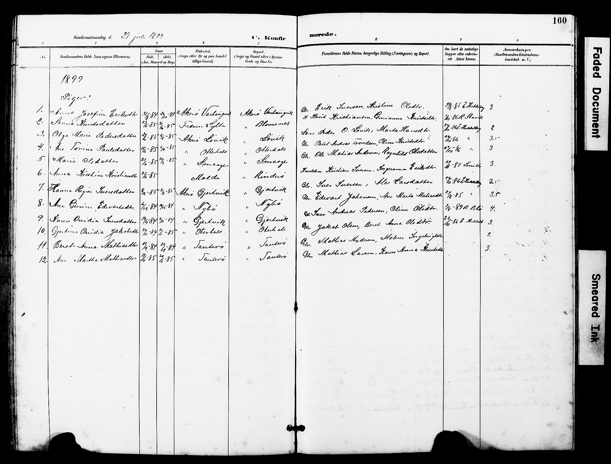 Ministerialprotokoller, klokkerbøker og fødselsregistre - Møre og Romsdal, AV/SAT-A-1454/560/L0725: Parish register (copy) no. 560C02, 1895-1930, p. 160