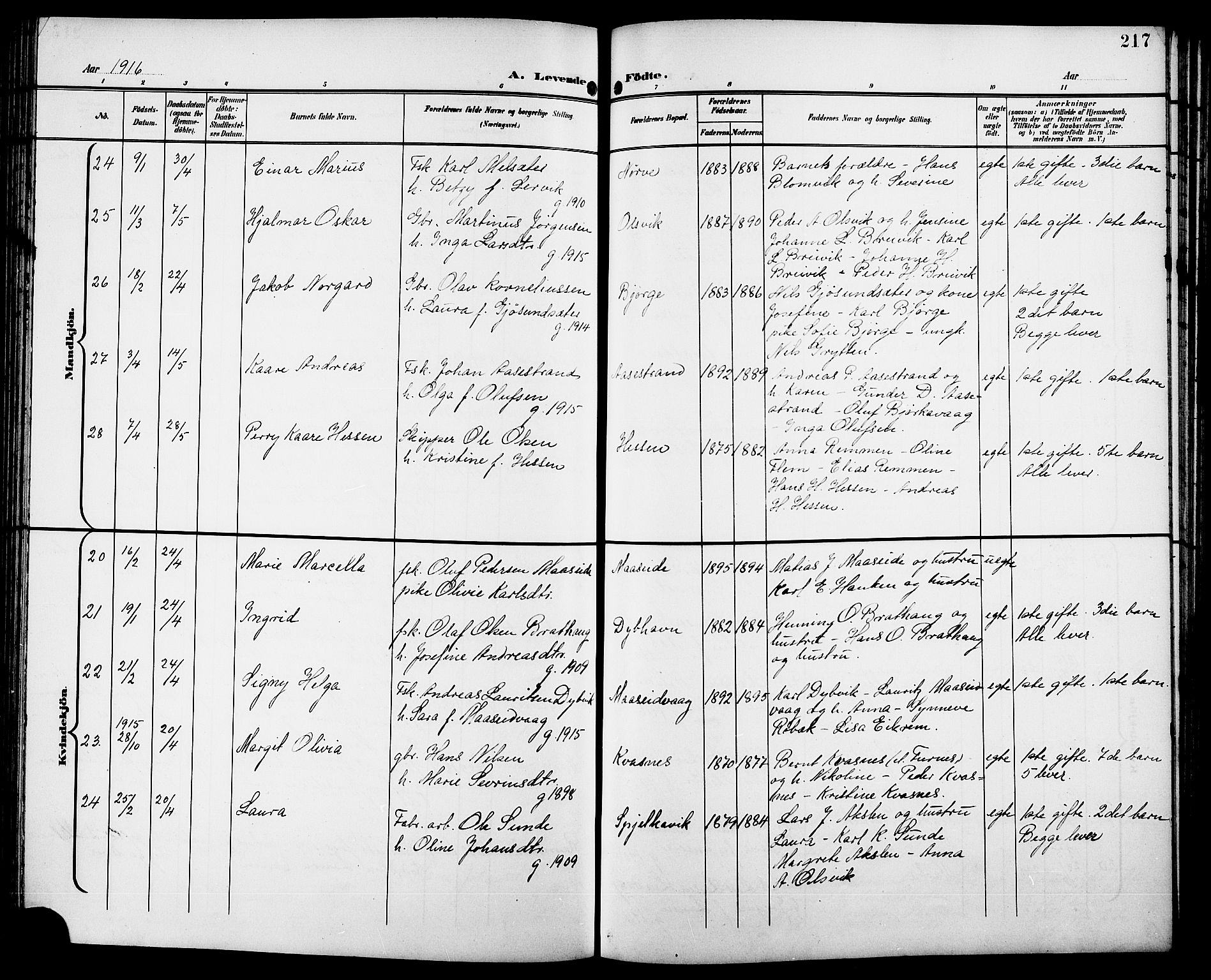 Ministerialprotokoller, klokkerbøker og fødselsregistre - Møre og Romsdal, AV/SAT-A-1454/528/L0432: Parish register (copy) no. 528C13, 1898-1918, p. 217