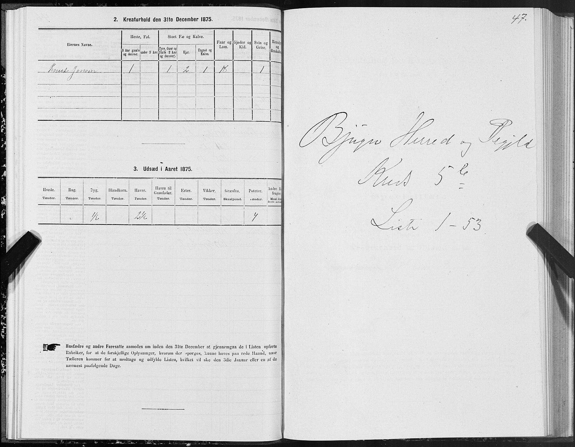 SAT, 1875 census for 1627P Bjugn, 1875, p. 3047