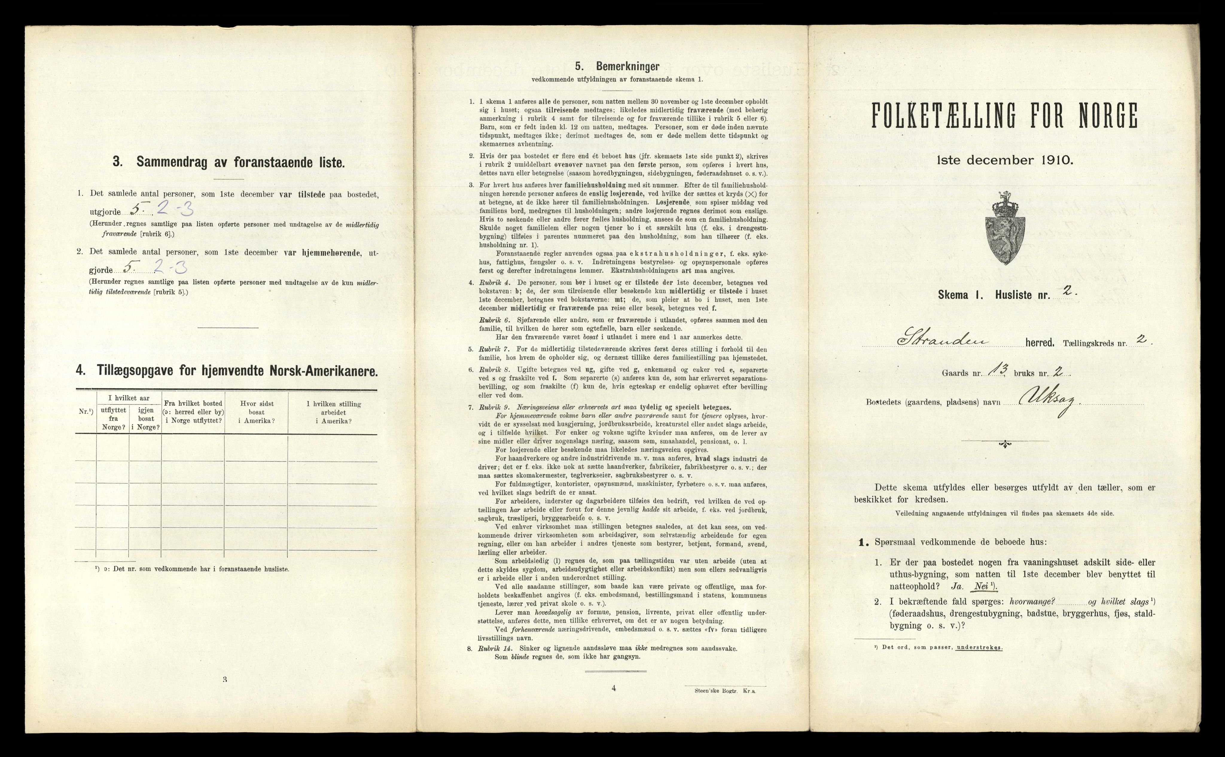 RA, 1910 census for Stranda, 1910, p. 92