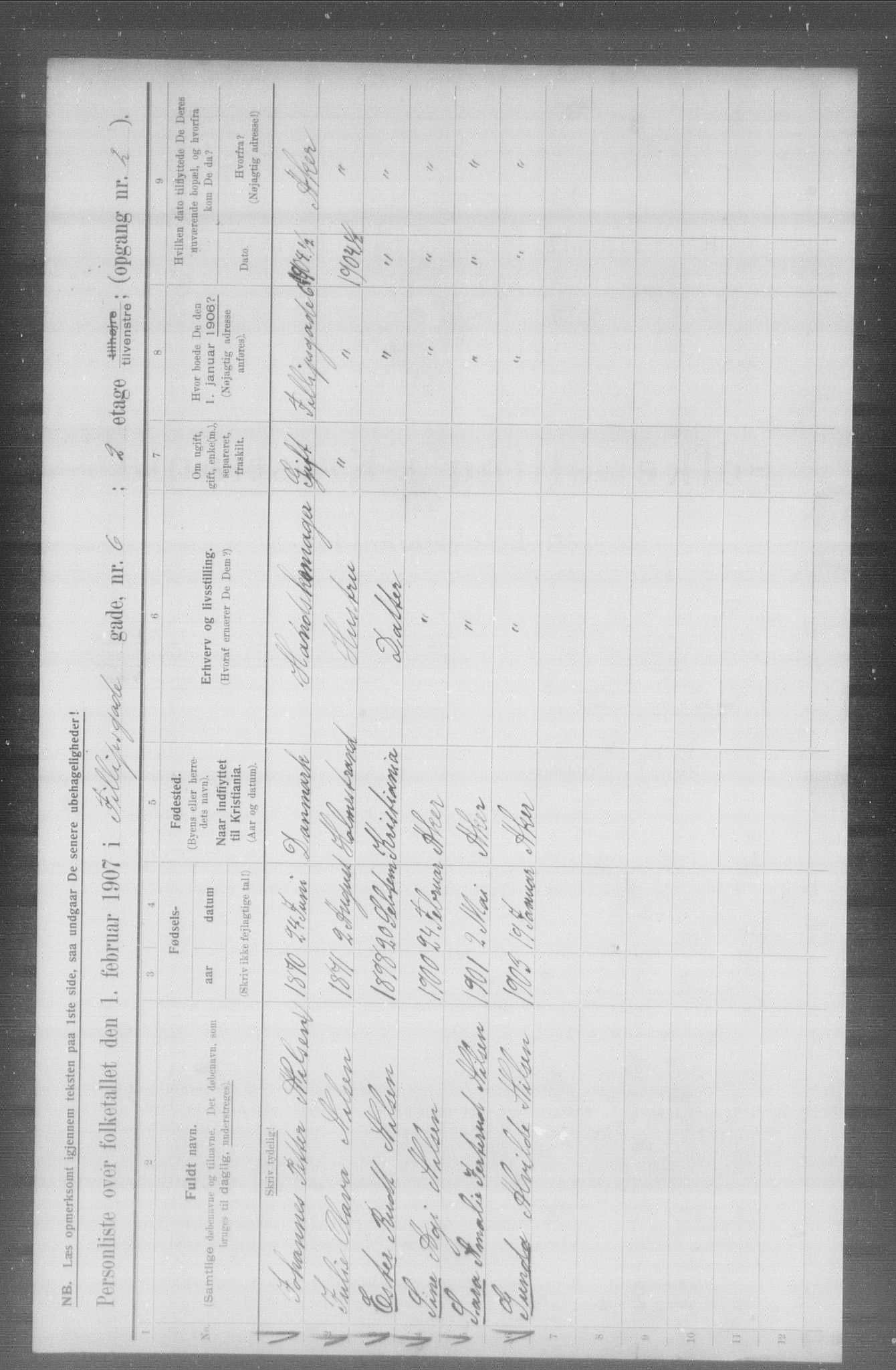 OBA, Municipal Census 1907 for Kristiania, 1907, p. 12310