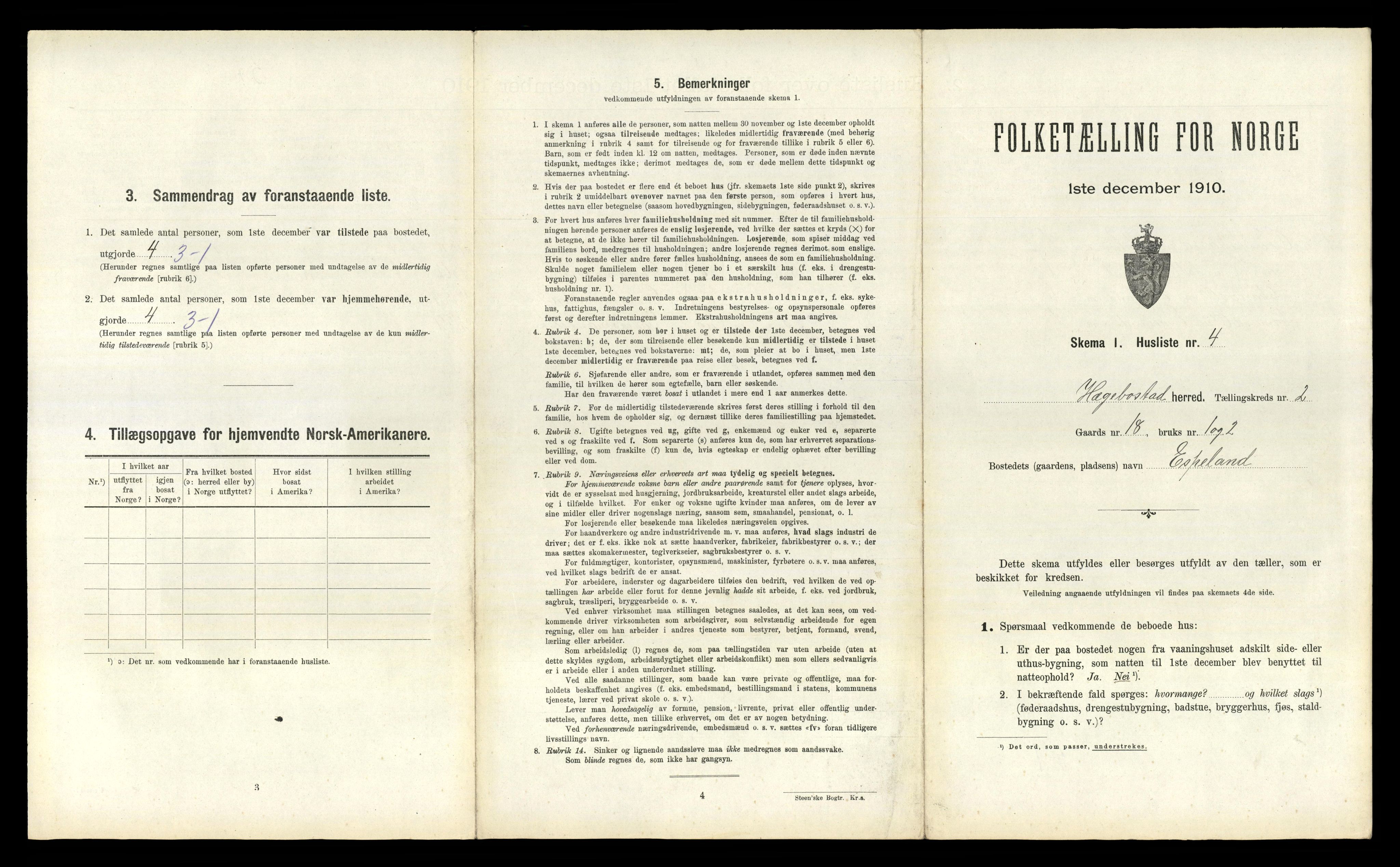 RA, 1910 census for Hægebostad, 1910, p. 141