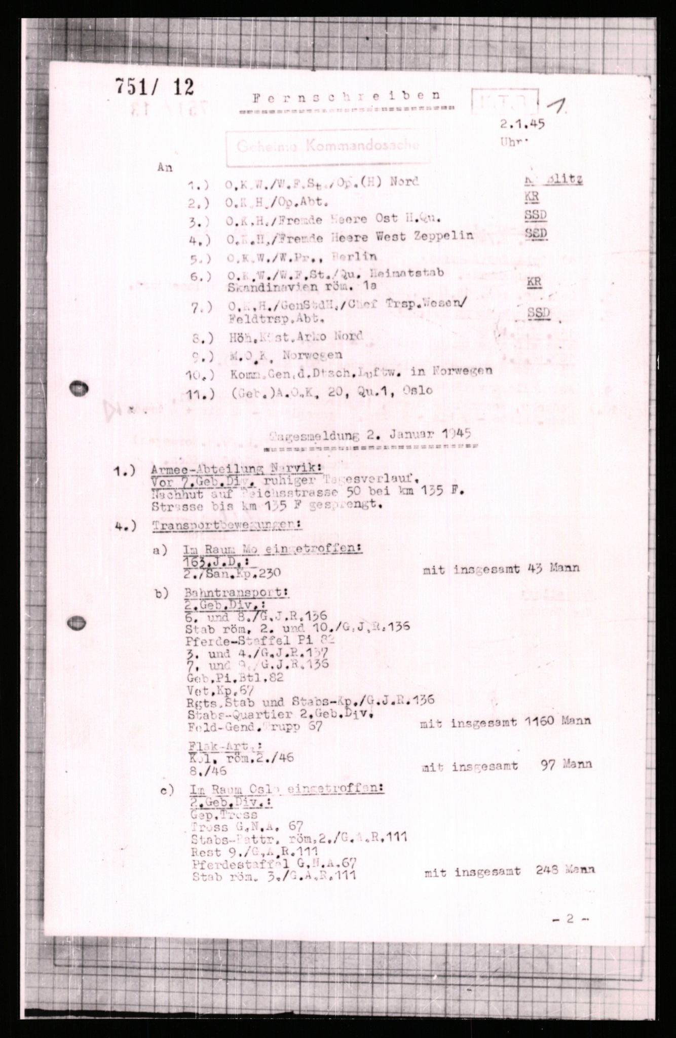 Forsvarets Overkommando. 2 kontor. Arkiv 11.4. Spredte tyske arkivsaker, AV/RA-RAFA-7031/D/Dar/Dara/L0006: Krigsdagbøker for 20. Gebirgs-Armee-Oberkommando (AOK 20), 1945, p. 24