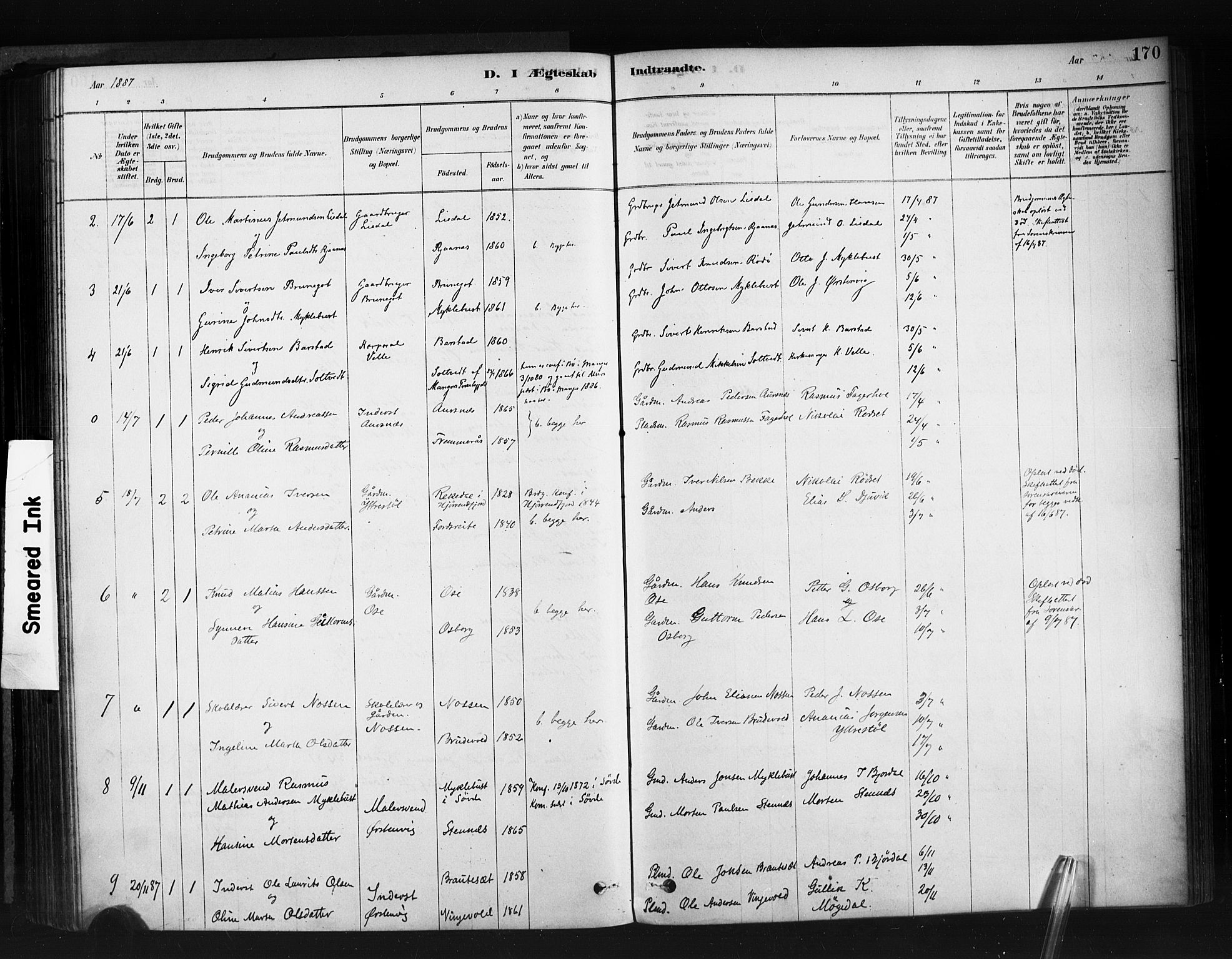 Ministerialprotokoller, klokkerbøker og fødselsregistre - Møre og Romsdal, AV/SAT-A-1454/513/L0176: Parish register (official) no. 513A03, 1877-1889, p. 170