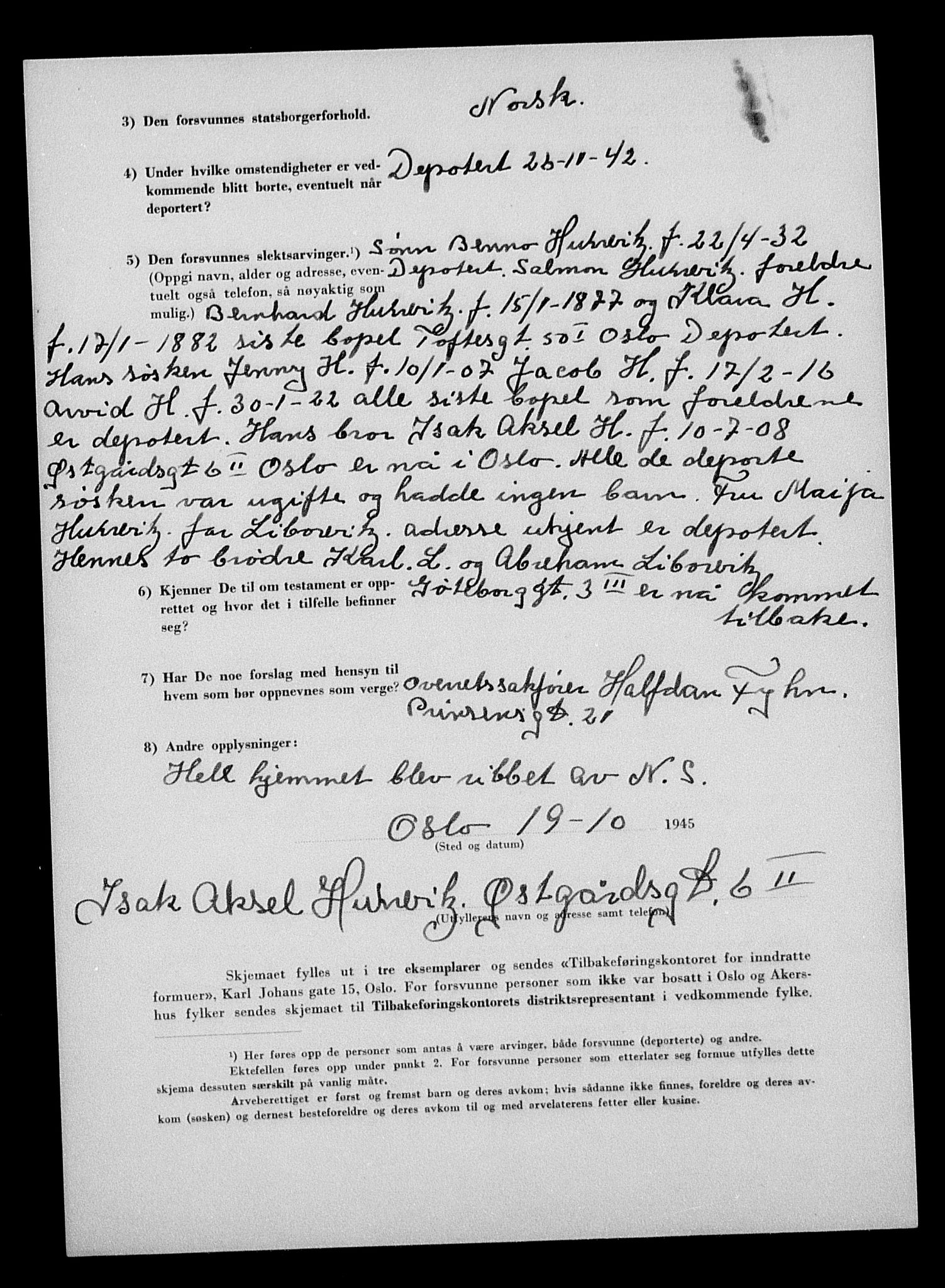 Justisdepartementet, Tilbakeføringskontoret for inndratte formuer, AV/RA-S-1564/H/Hc/Hcc/L0945: --, 1945-1947, p. 10