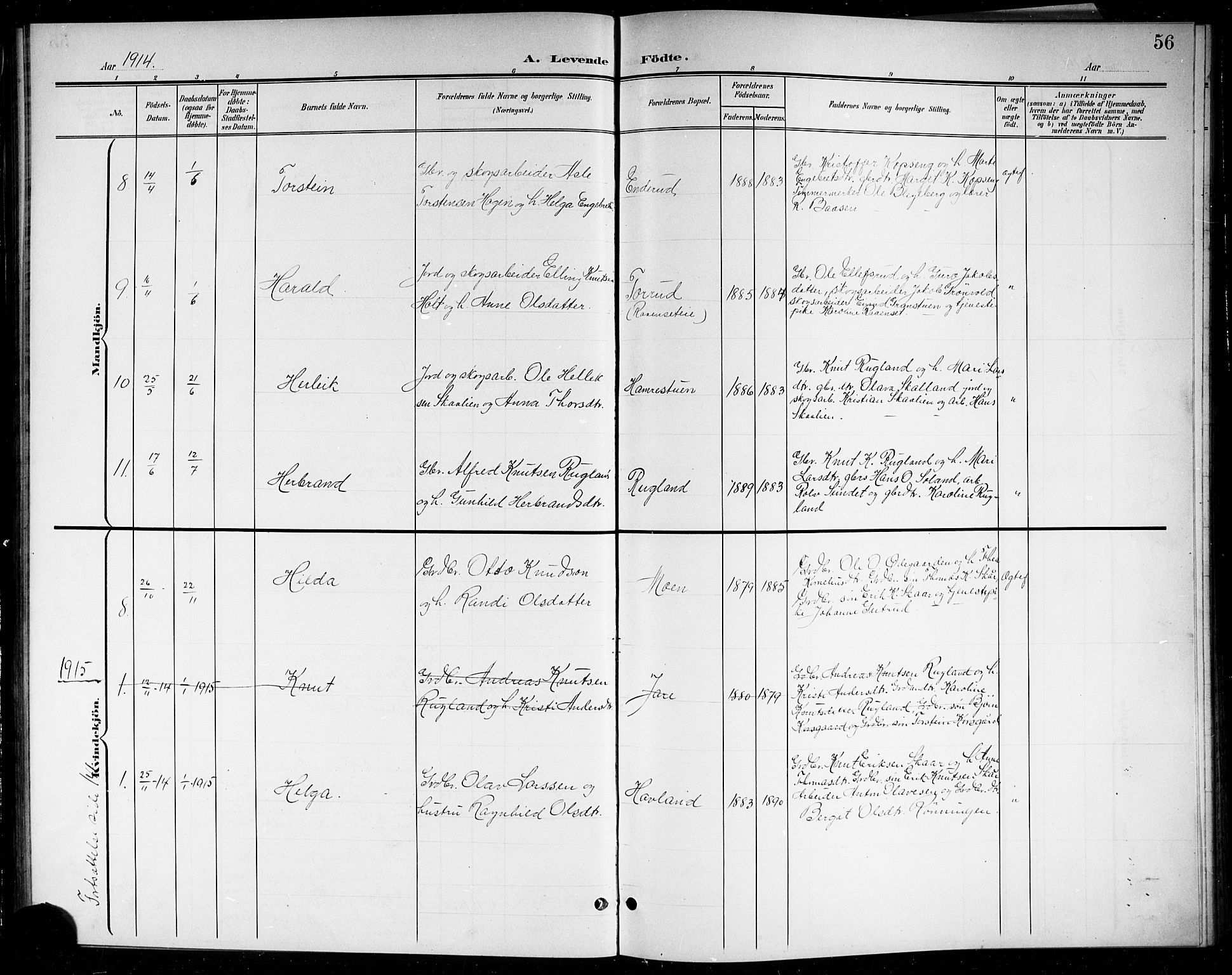 Sigdal kirkebøker, SAKO/A-245/G/Gb/L0003: Parish register (copy) no. II 3, 1901-1916, p. 56