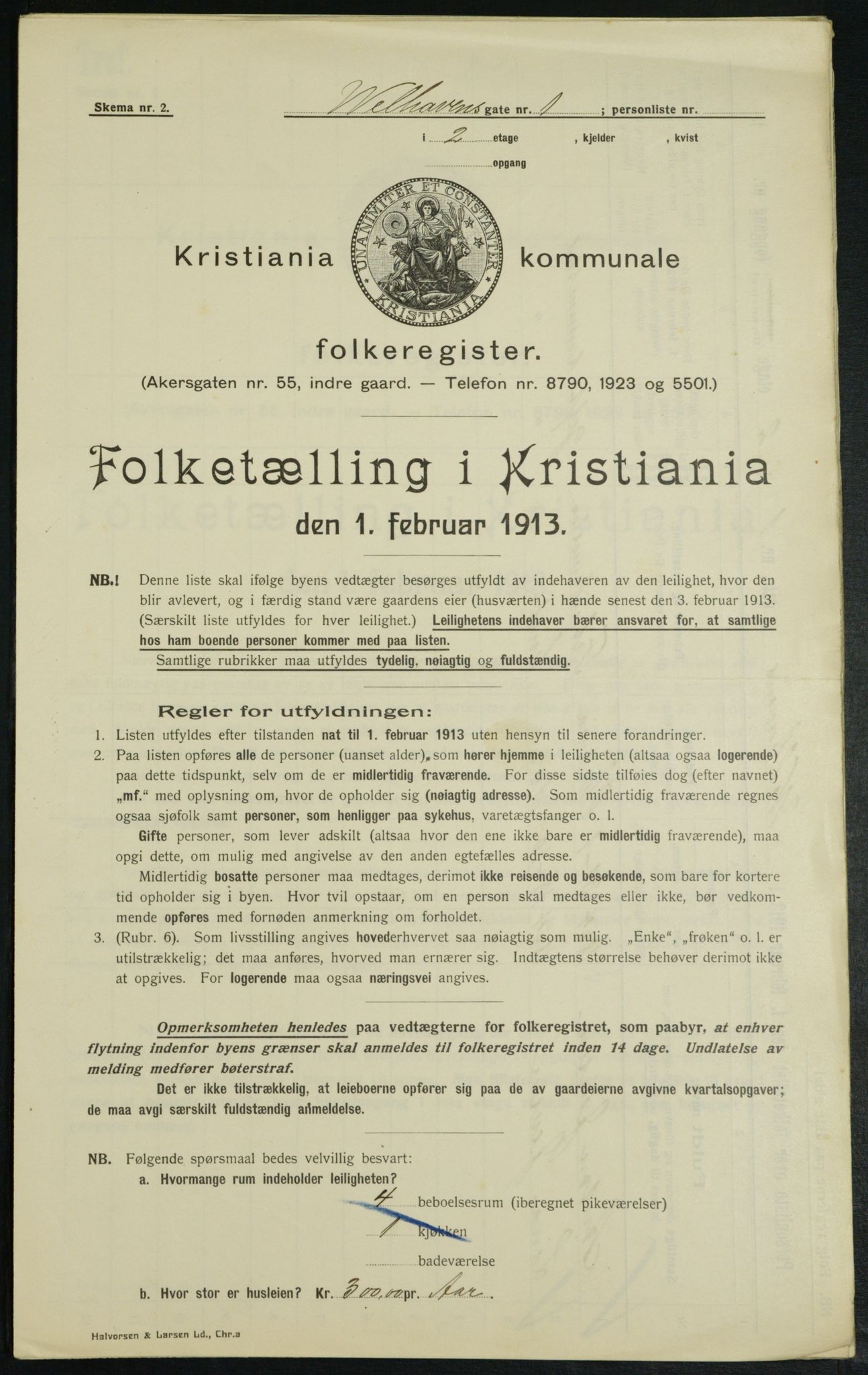 OBA, Municipal Census 1913 for Kristiania, 1913, p. 127243