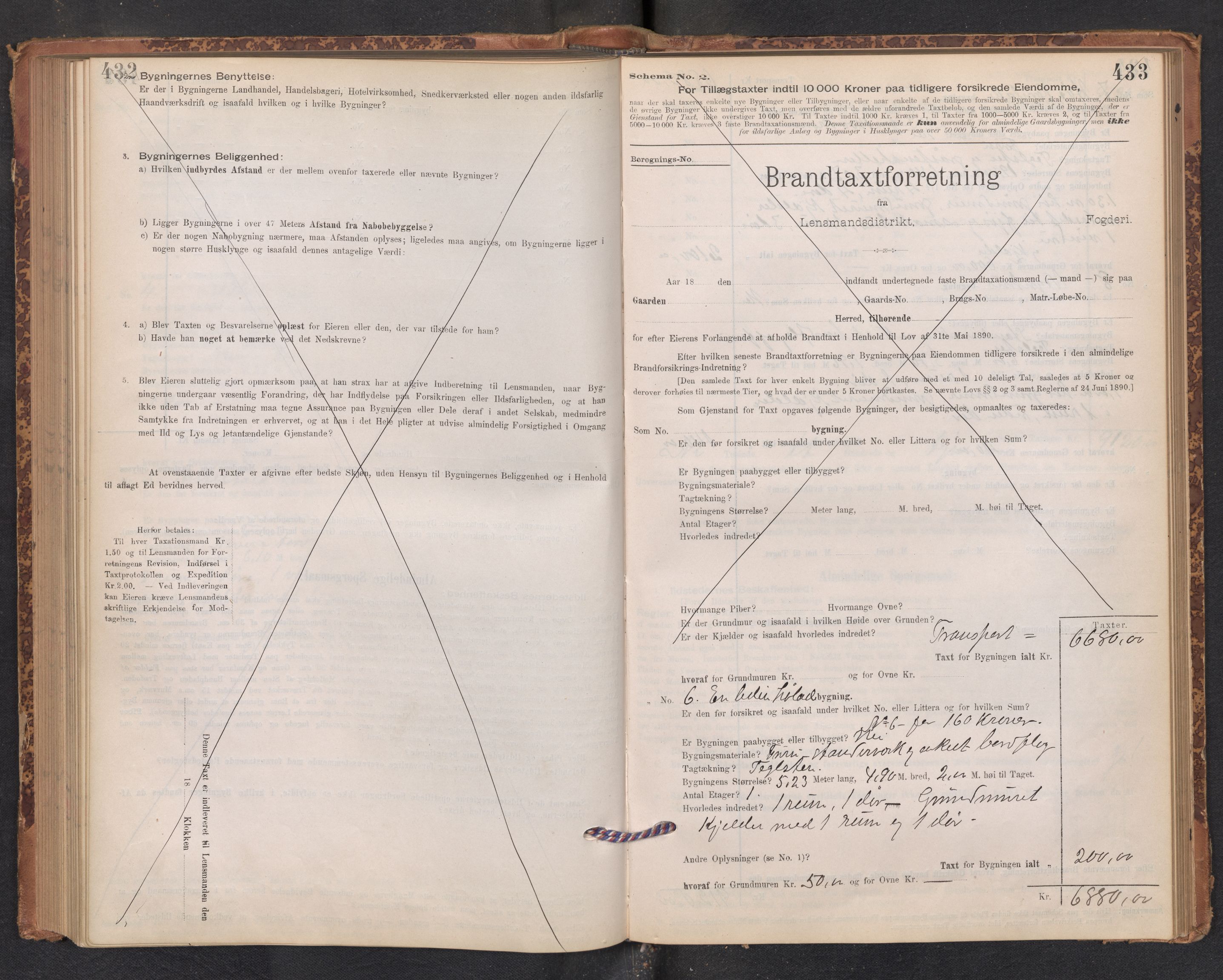 Lensmannen i Aurland, SAB/A-26401/0012/L0004: Branntakstprotokoll, skjematakst, 1895-1911, p. 432-433