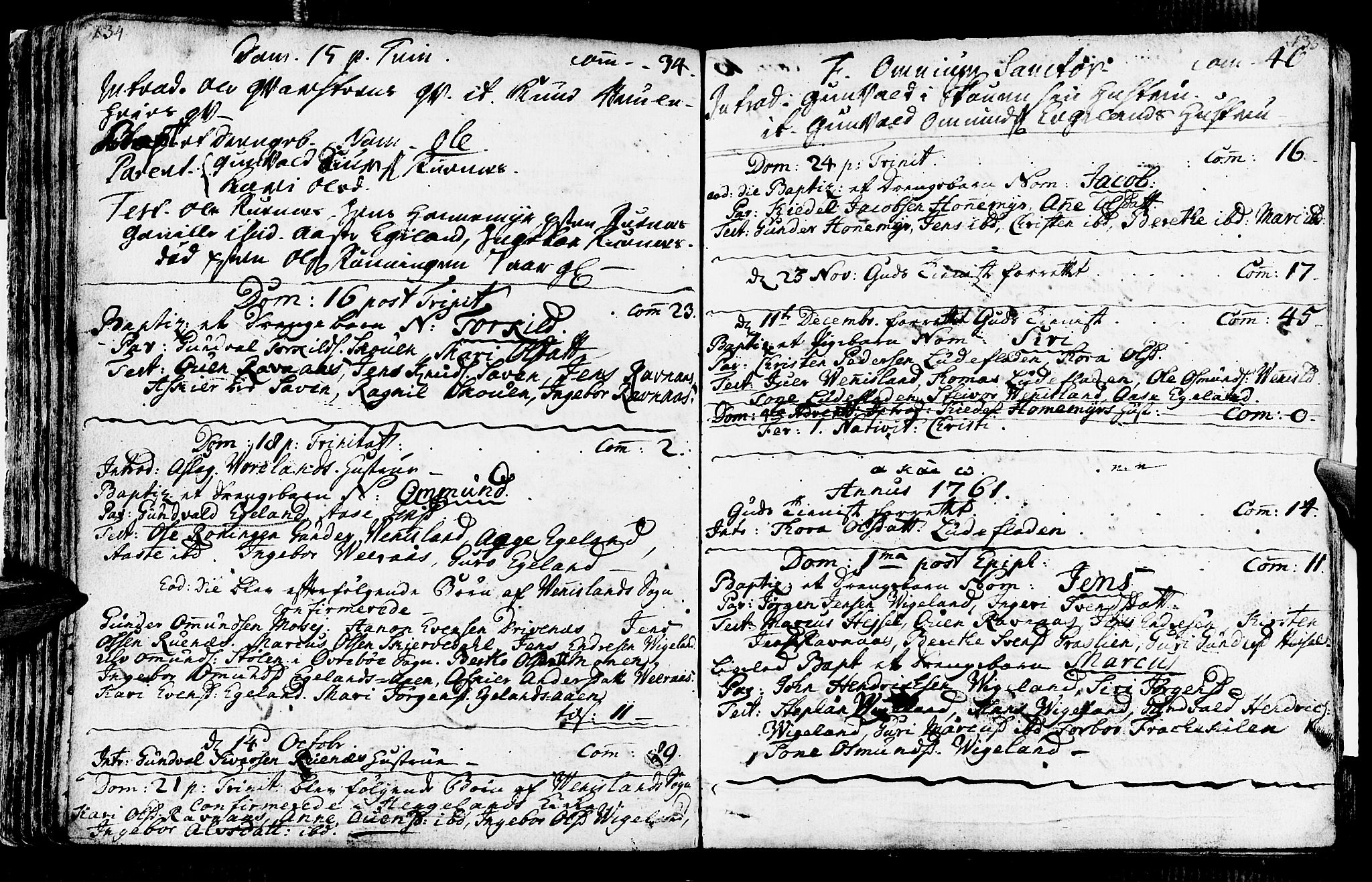 Vennesla sokneprestkontor, AV/SAK-1111-0045/Fa/Fab/L0001: Parish register (official) no. A 1, 1741-1794, p. 134-135